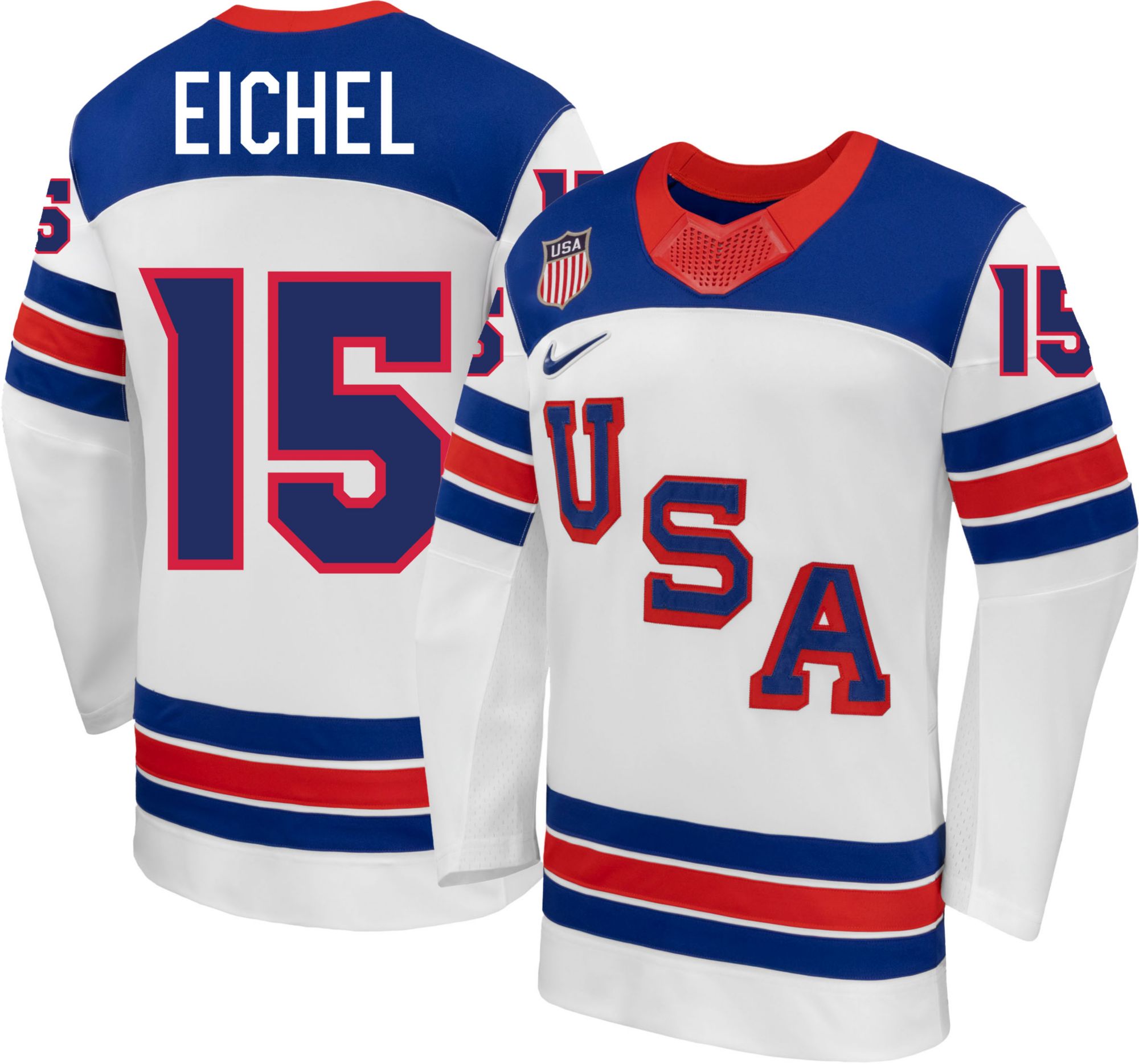 Nike Adult Team USA Jack Eichel #15 Replica White Jersey product image