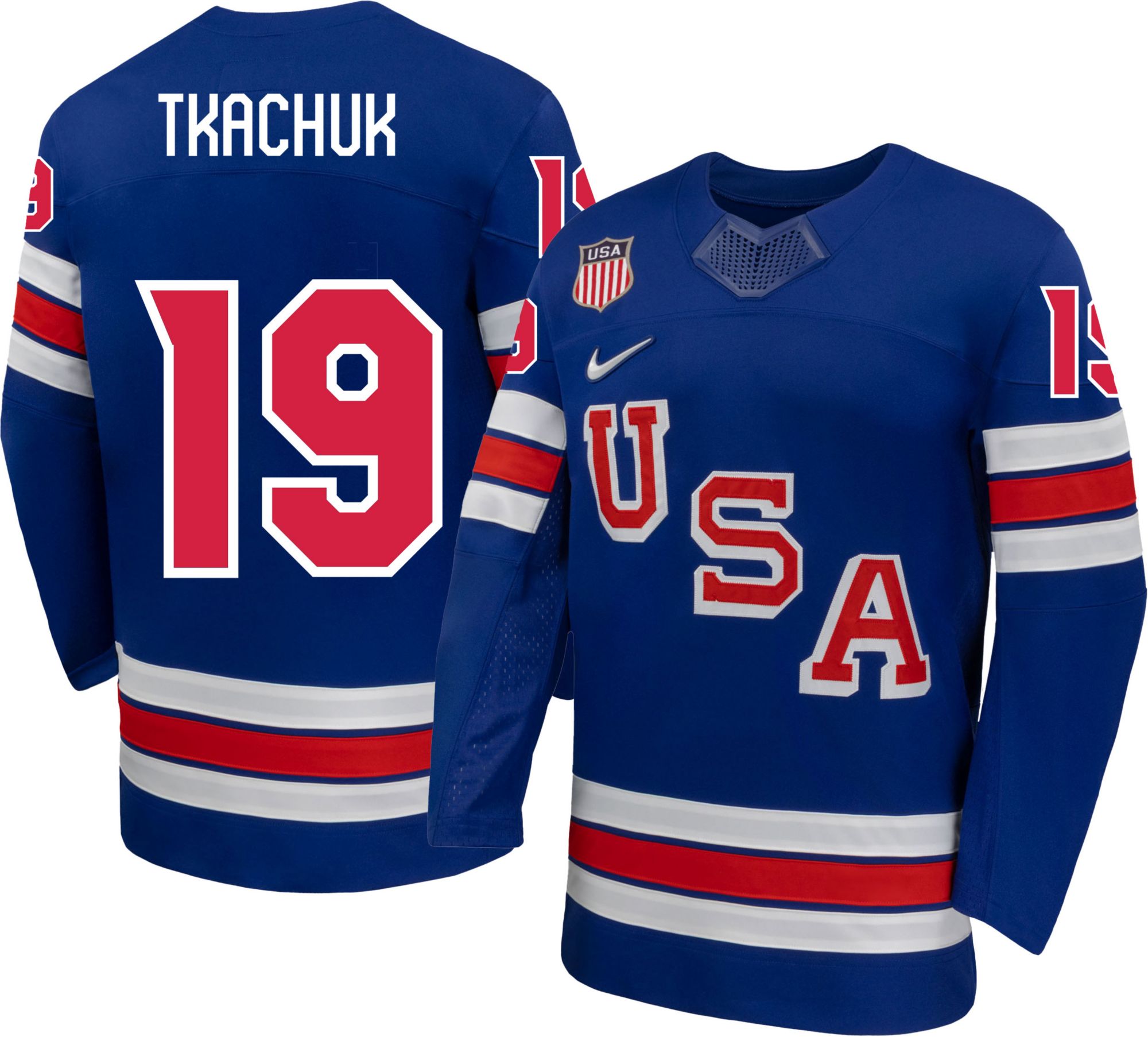 Nike Adult Team USA Matthew Tkachuk #19 Replica Blue Jersey product image