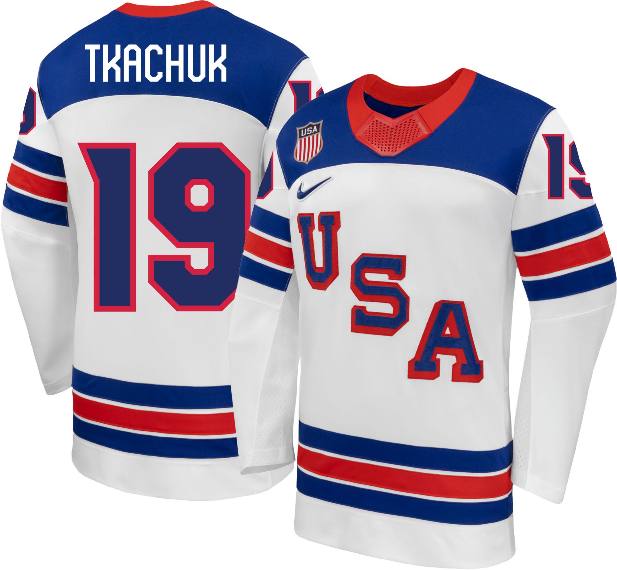 Nike Adult Team USA Matthew Tkachuk #19 Replica White Jersey product image