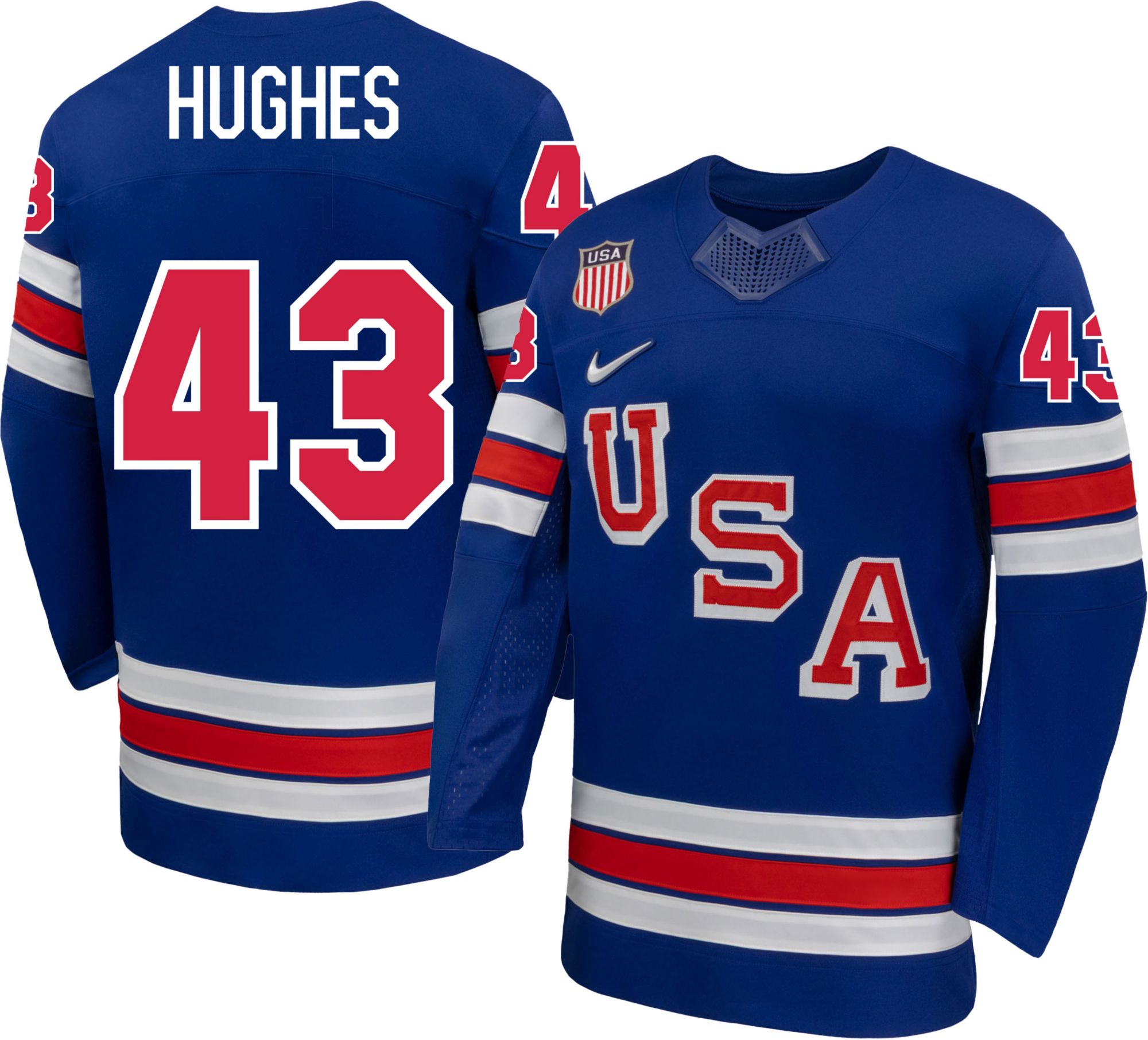 Nike Adult Team USA Quinn Hughes #43 Replica Blue Jersey product image