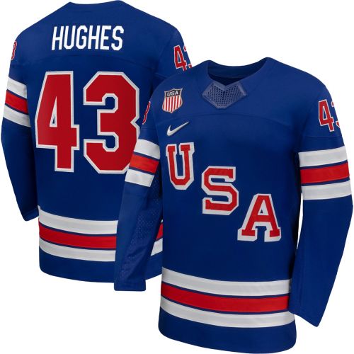 Nike Adult Team USA Jack Hughes #86 Replica Blue Jersey | Dick's