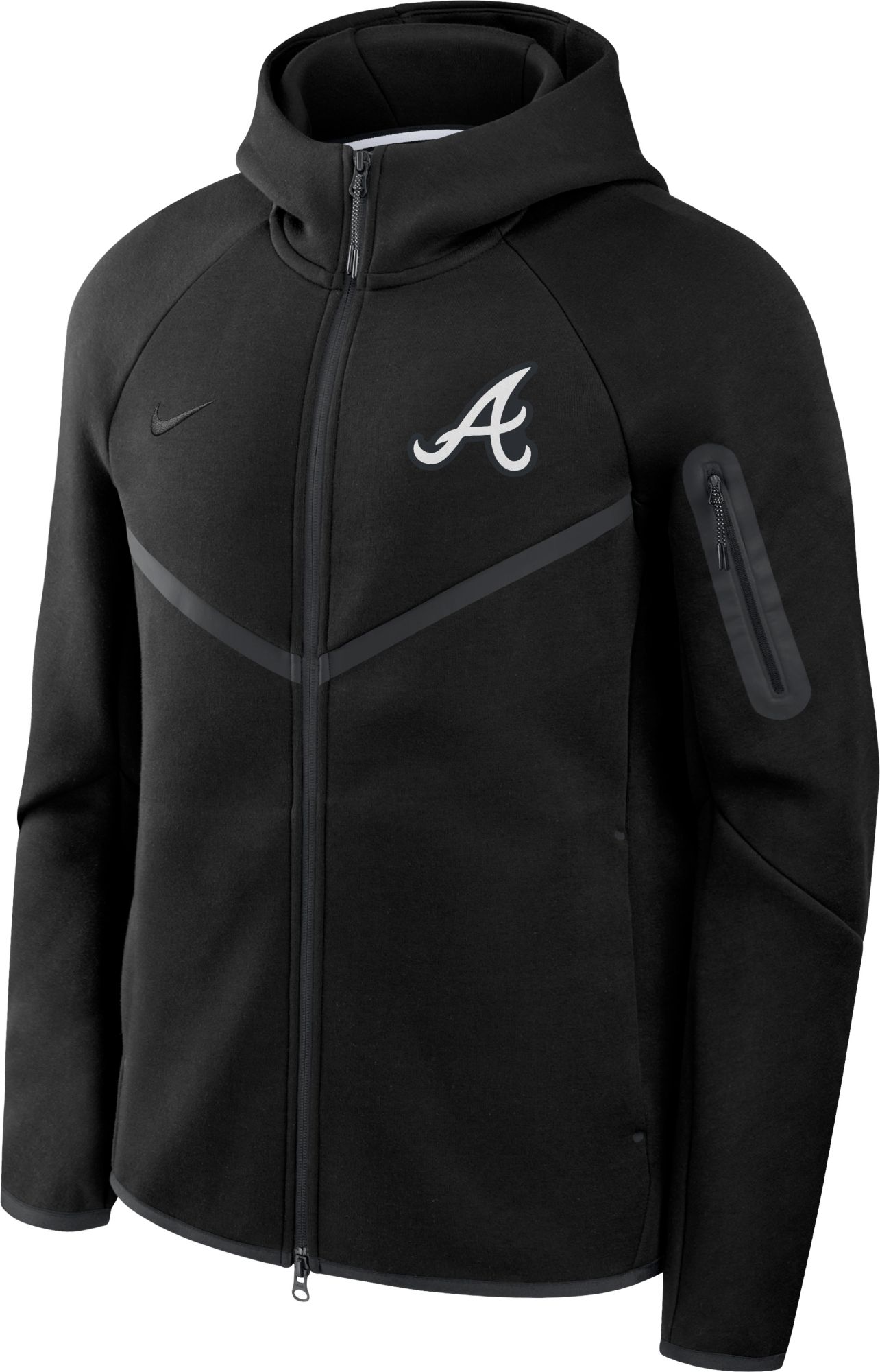 Nike Men's Atlanta Braves Black Tech Fleece Windrunner Full-Zip Hoodie product image