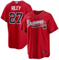 Nike Men's Atlanta Braves Red Austin Riley #27 Alternate Replica