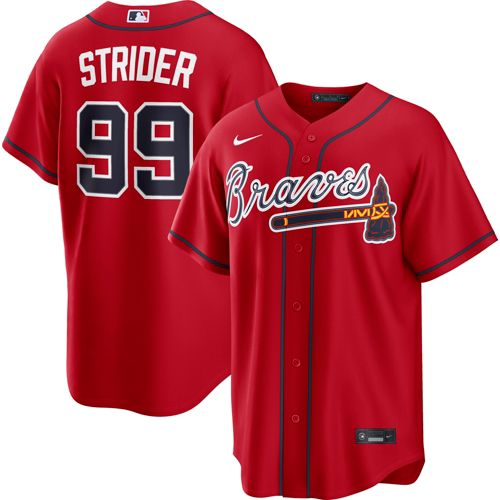 Nike Men's Replica Atlanta Braves Acuna Jr. #13 Red Cool Base