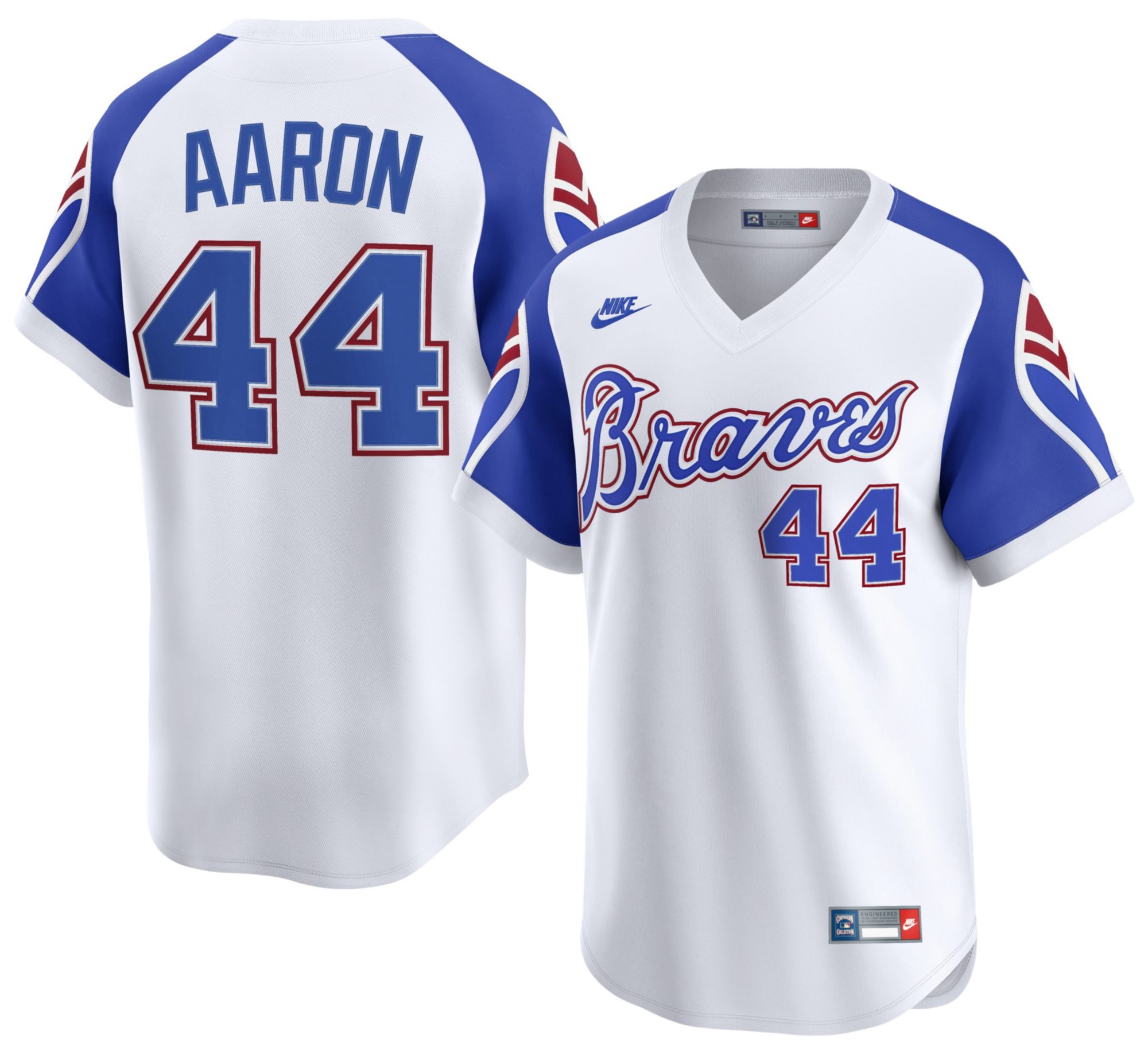 Nike Men's Atlanta Braves White Hank Aaron #44 Cooperstown Limited Jersey product image
