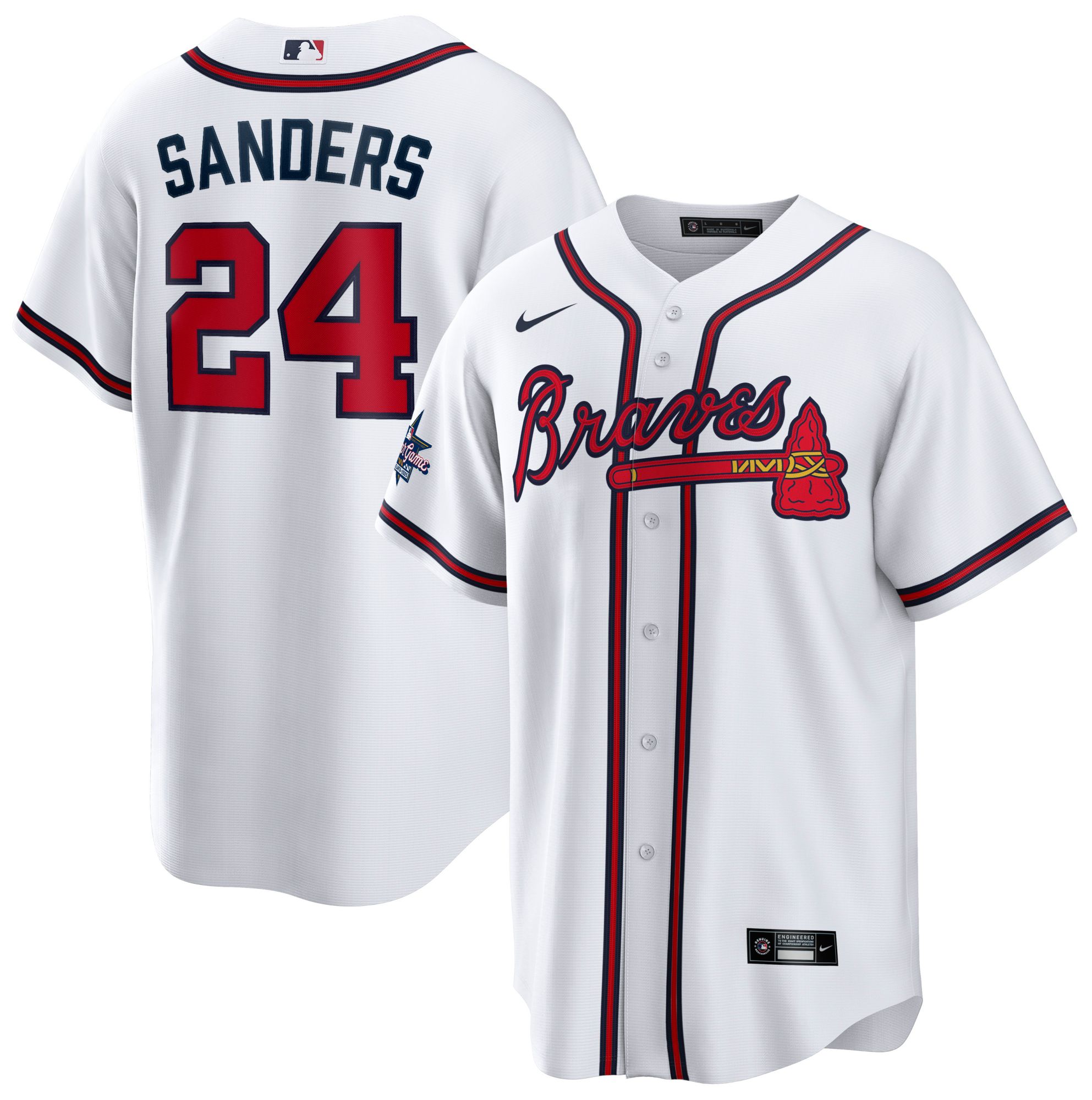 Nike Men's Atlanta Braves Deion Sanders #24 White Replica Home Jersey product image