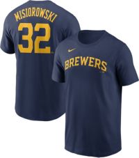 Nike Men's Milwaukee Brewers Jacob Misiorowski #32 Navy T-Shirt