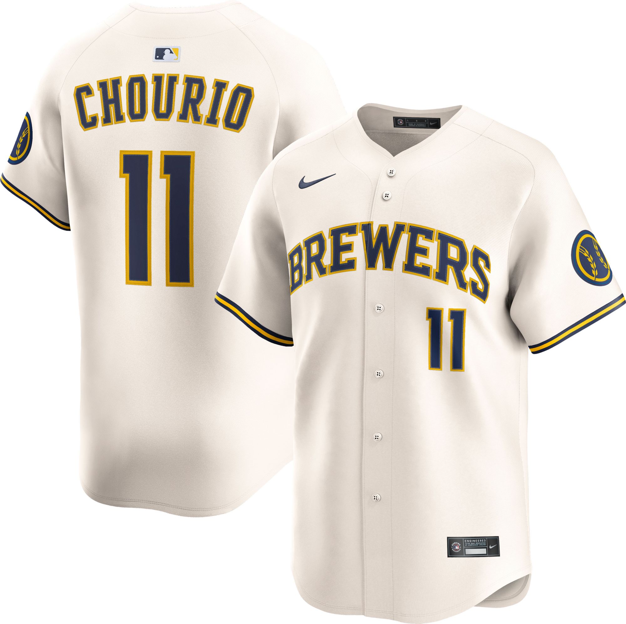 Nike Men's Milwaukee Brewers Jackson Chourio #11 White Authentic Home Jersey product image