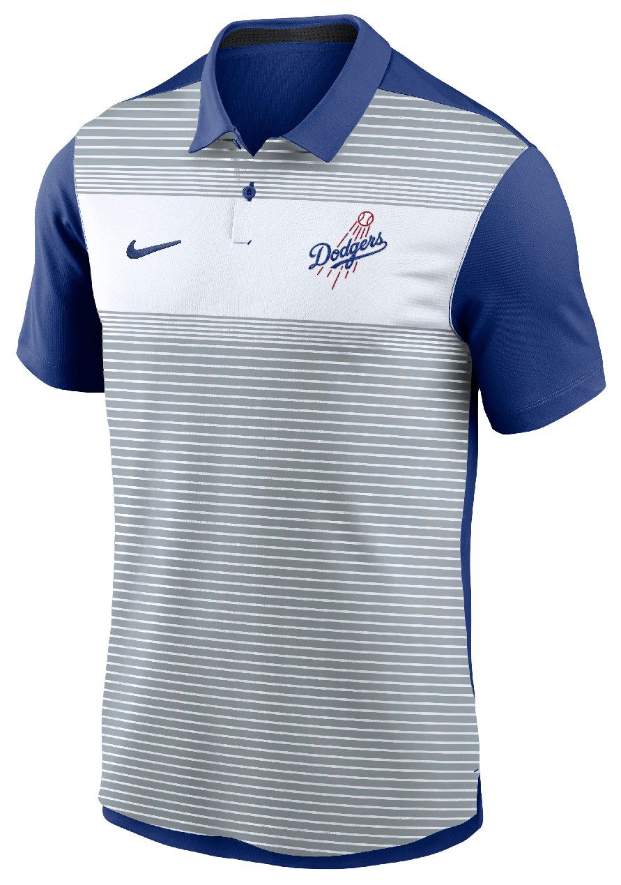 Nike Men's Los Angeles Dodgers White/Blue Striped Vapor Polo product image