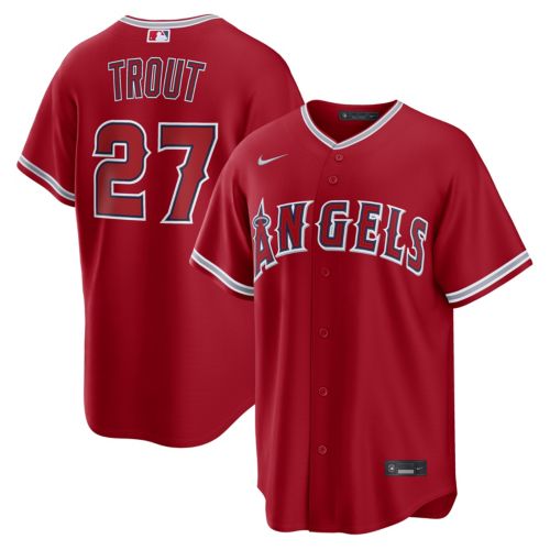 Nike Men's Replica Los Angeles Angels Mike Trout #27 Red Cool Base