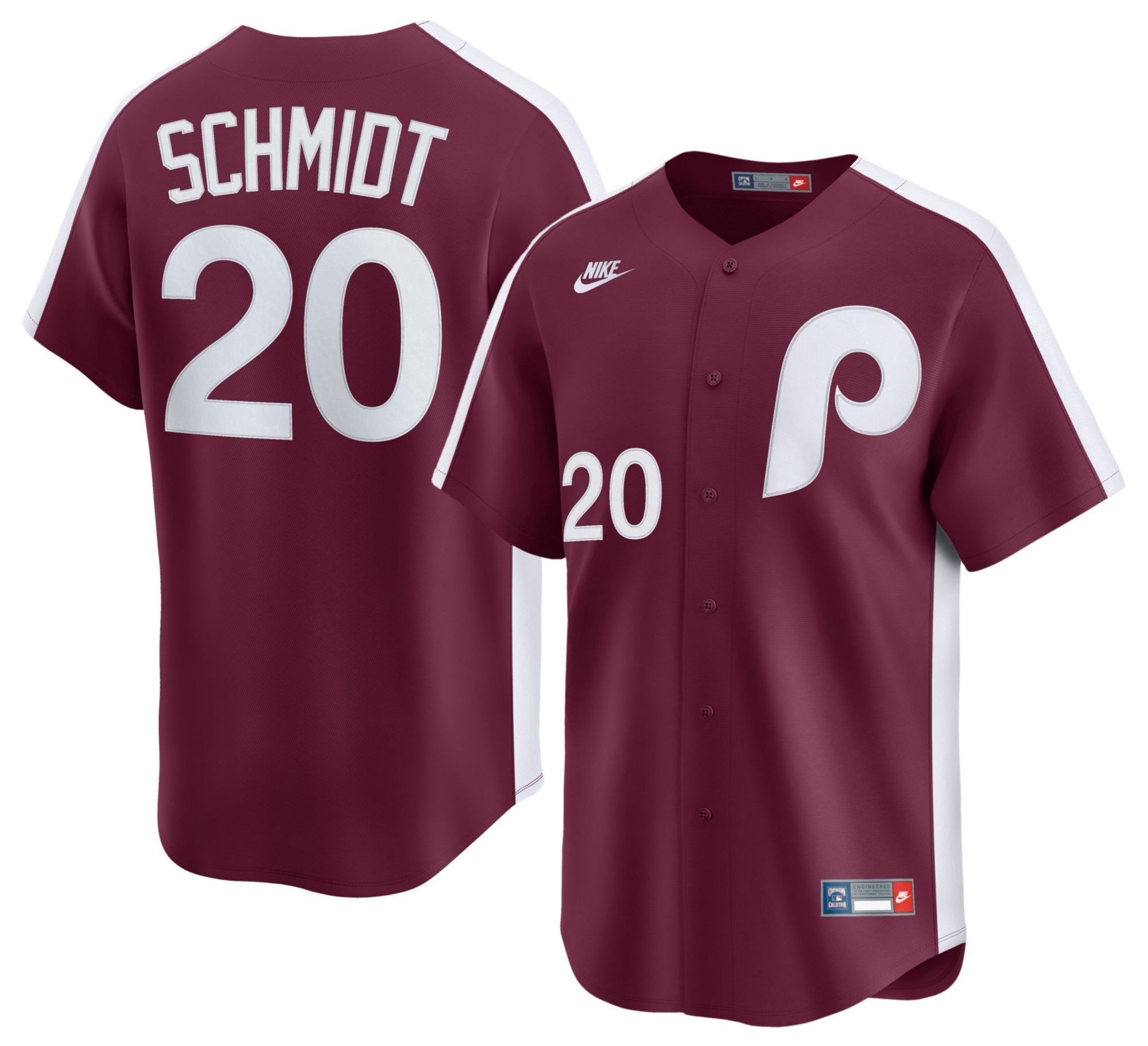 Nike Men's Philadelphia Phillies Maroon Mike Schmidt #20 Cooperstown Limited Jersey product image