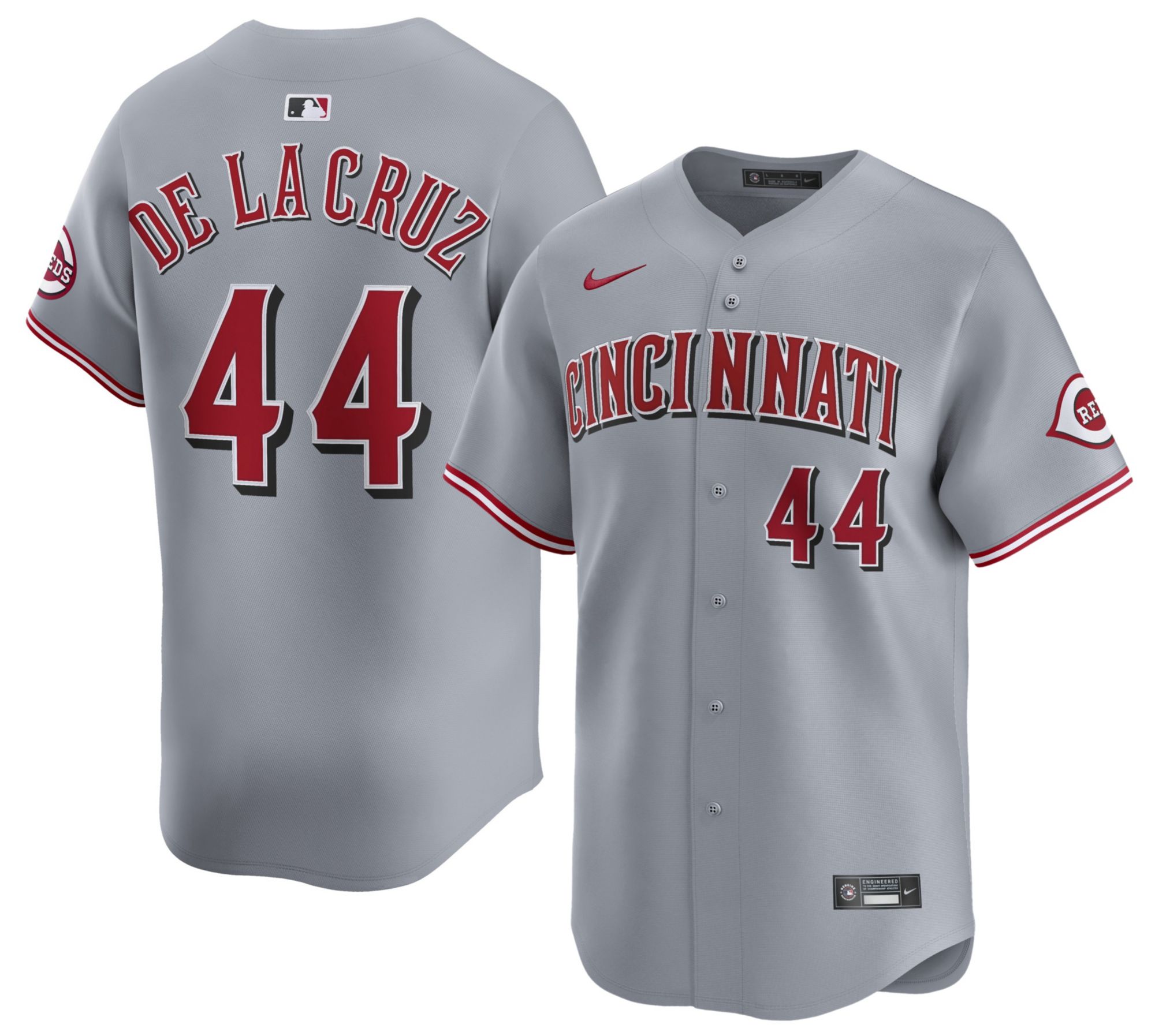 Nike Men's Cincinnati Reds Grey Elly De La Cruz #44 Limited Jersey product image