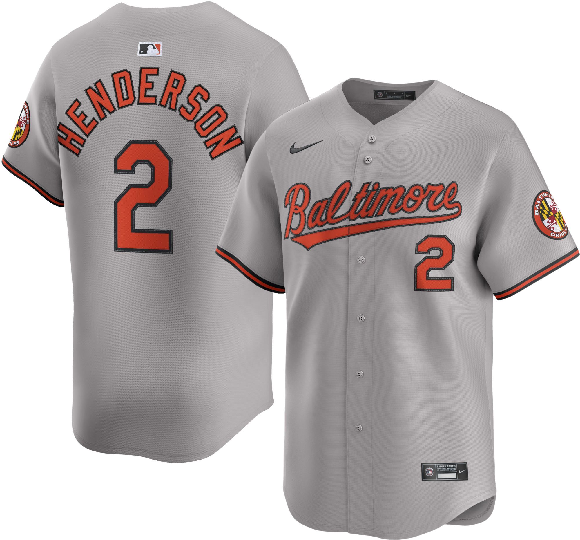Nike Men's Baltimore Orioles Grey Gunnar Henderson #2 Limited Jersey product image