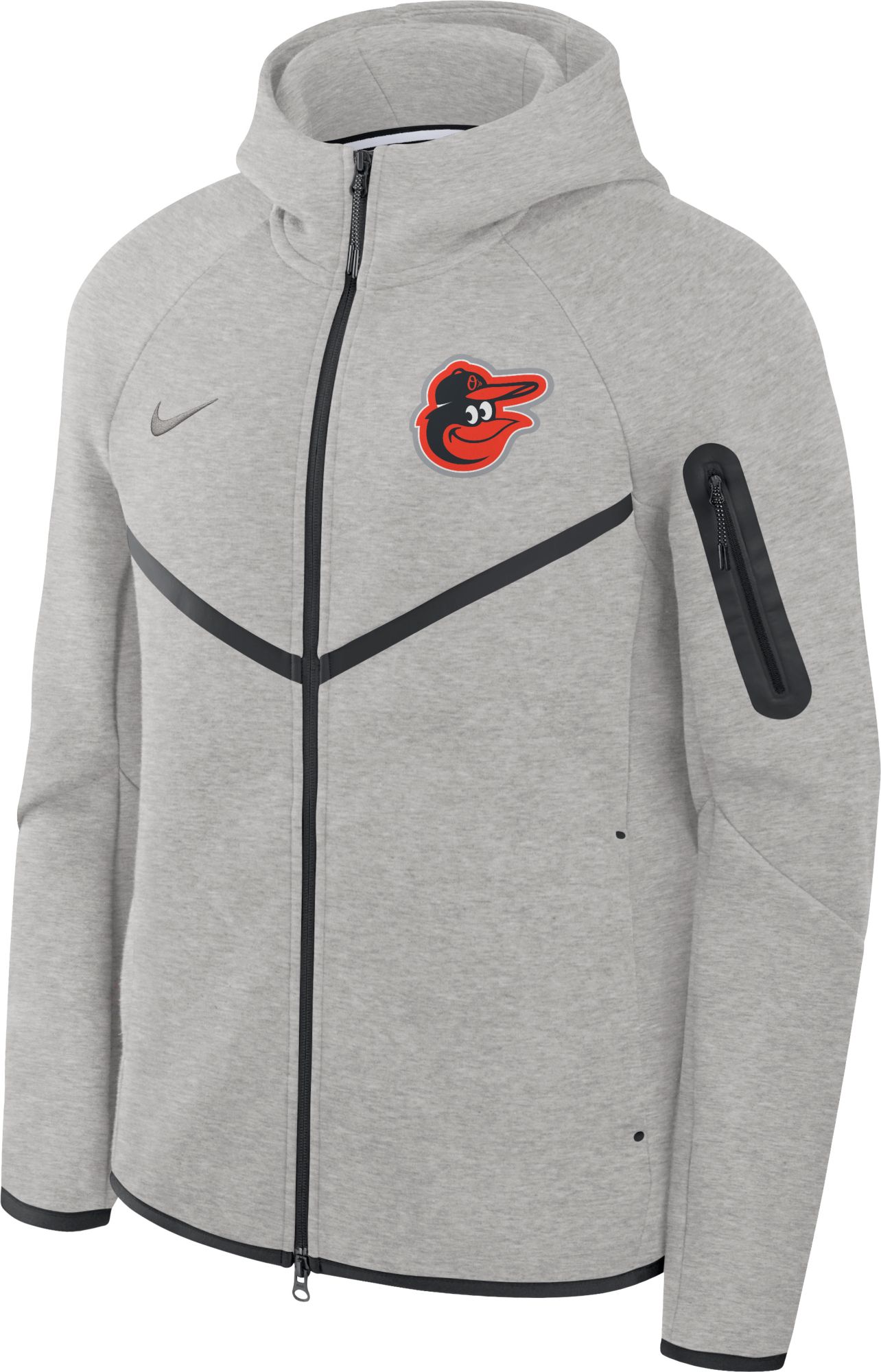Nike Men's Baltimore Orioles Gray Tech Fleece Windrunner Full-Zip Hoodie product image