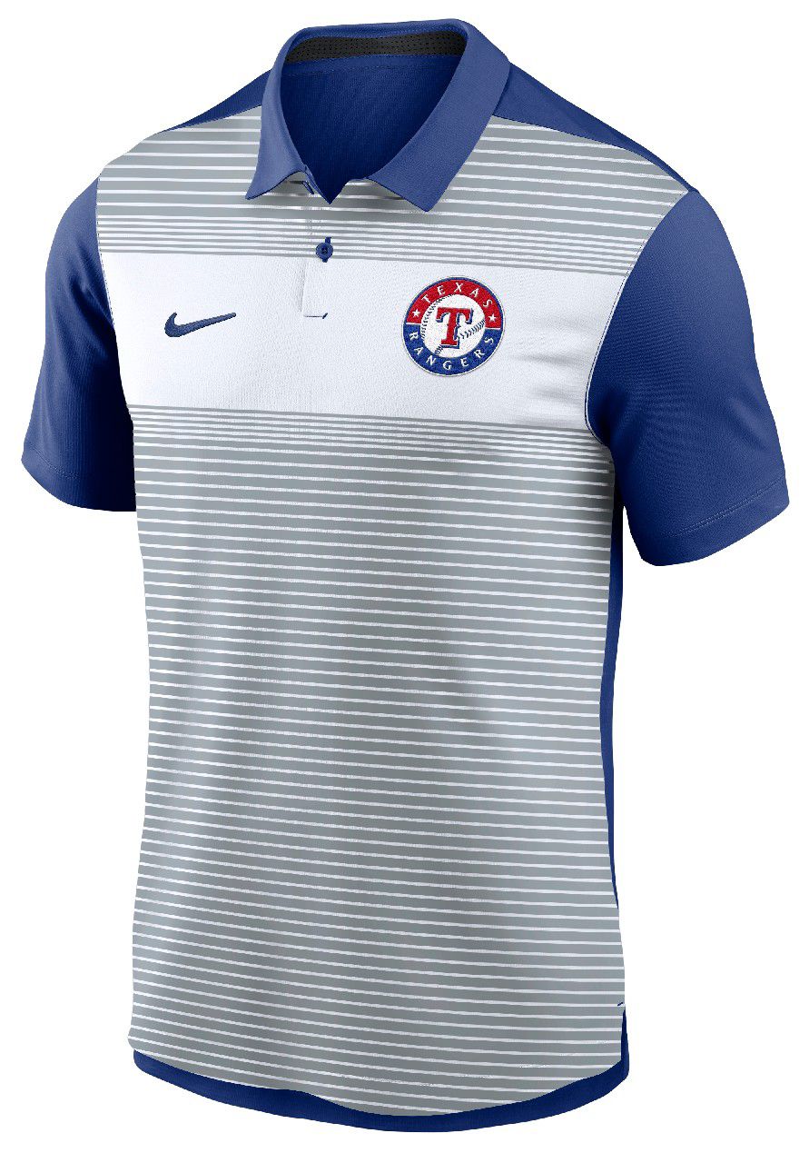 Nike Men's Texas Rangers White/Blue Striped Vapor Polo product image
