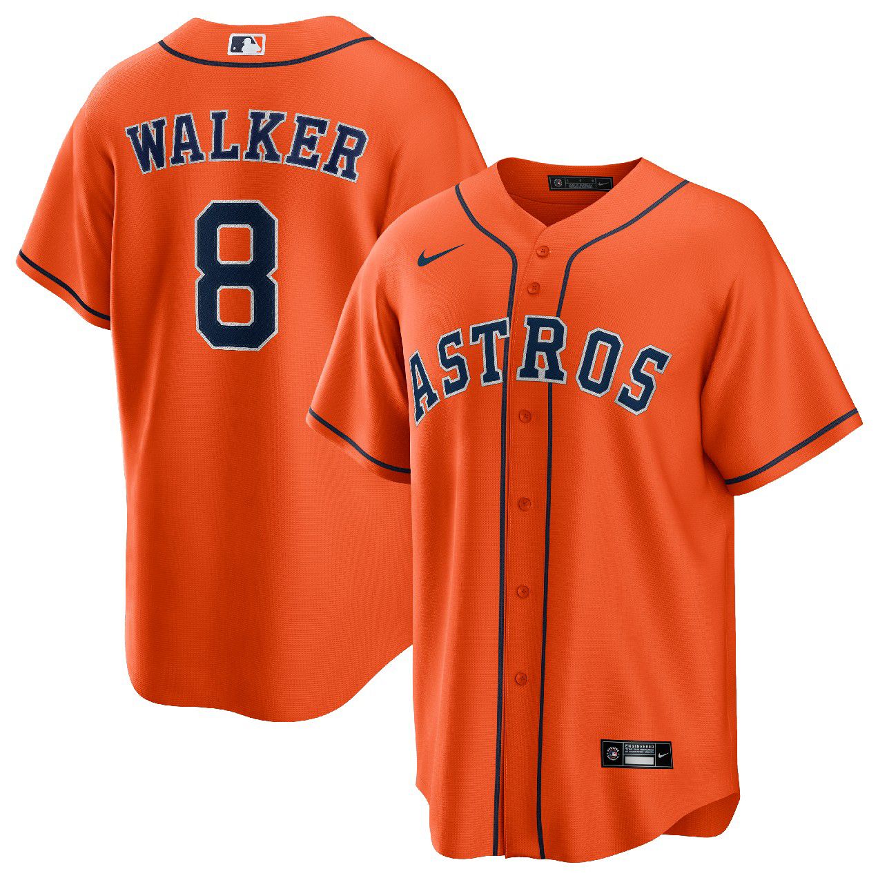 Nike Men's Houston Astros Orange Christian Walker #8 Replica Jersey product image