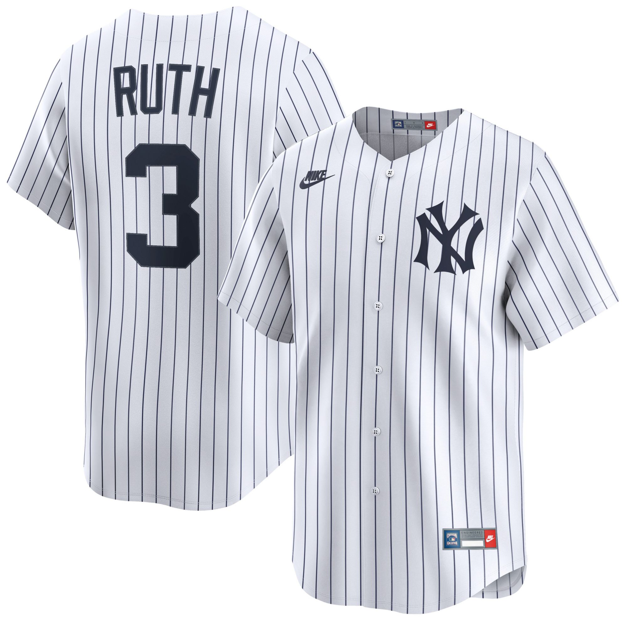Nike Men's New York Yankees White Babe Ruth #3 Cooperstown Limited Jersey product image
