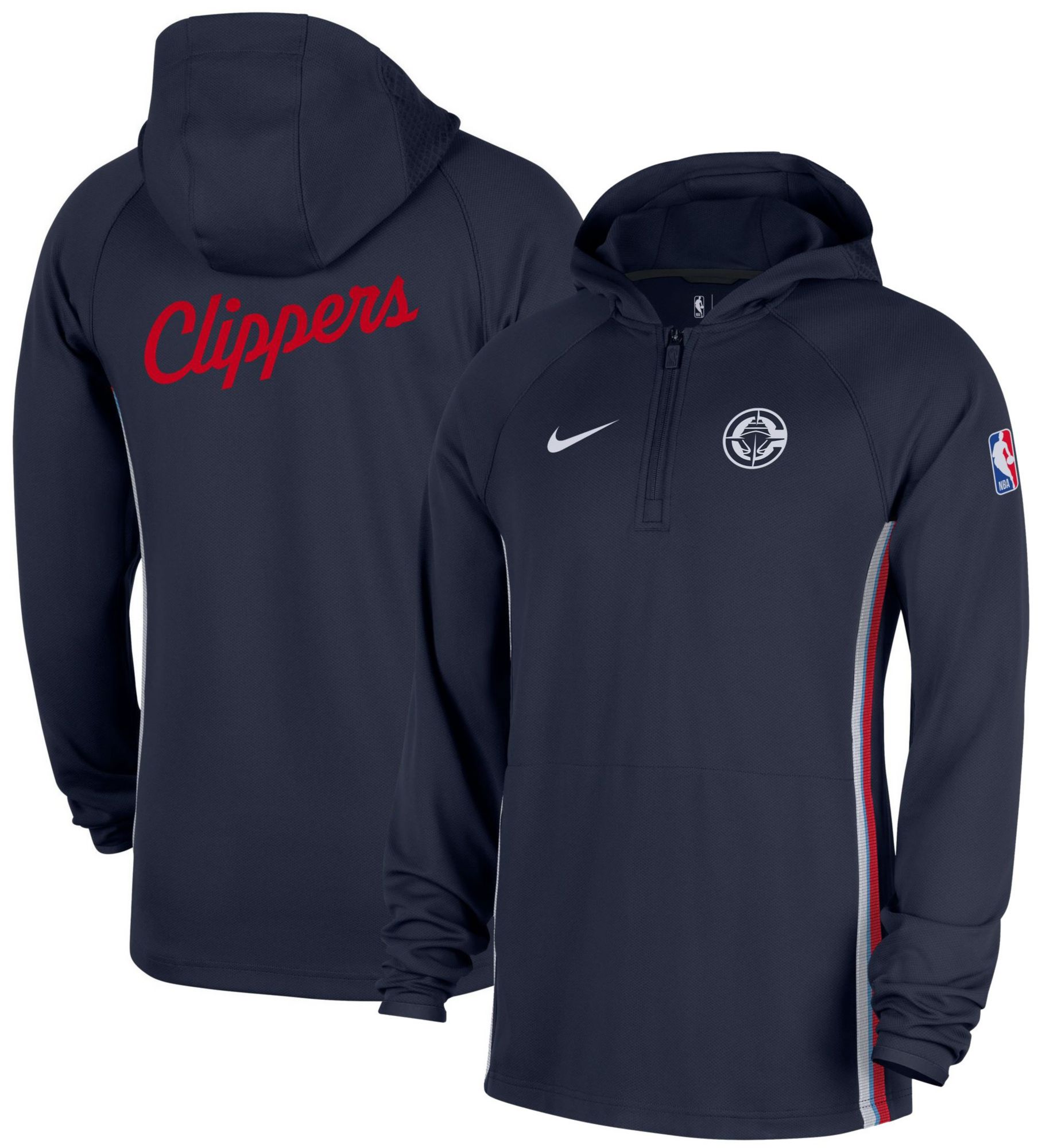 Nike Men's Los Angeles Clippers Navy On Court Zone Warmup Quarter-Zip Hoodie product image