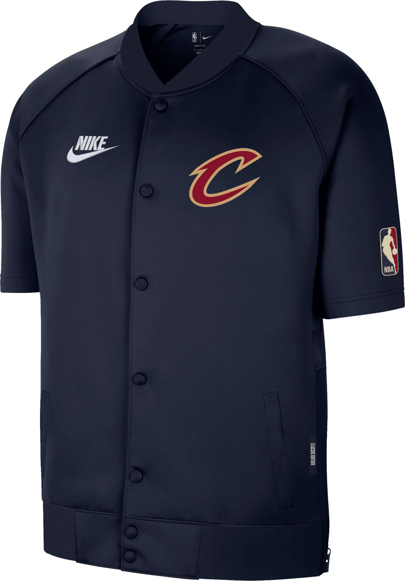 Nike Men's Cleveland Cavaliers Navy Hardwood Classics Snap Up On Court Game Jacket product image