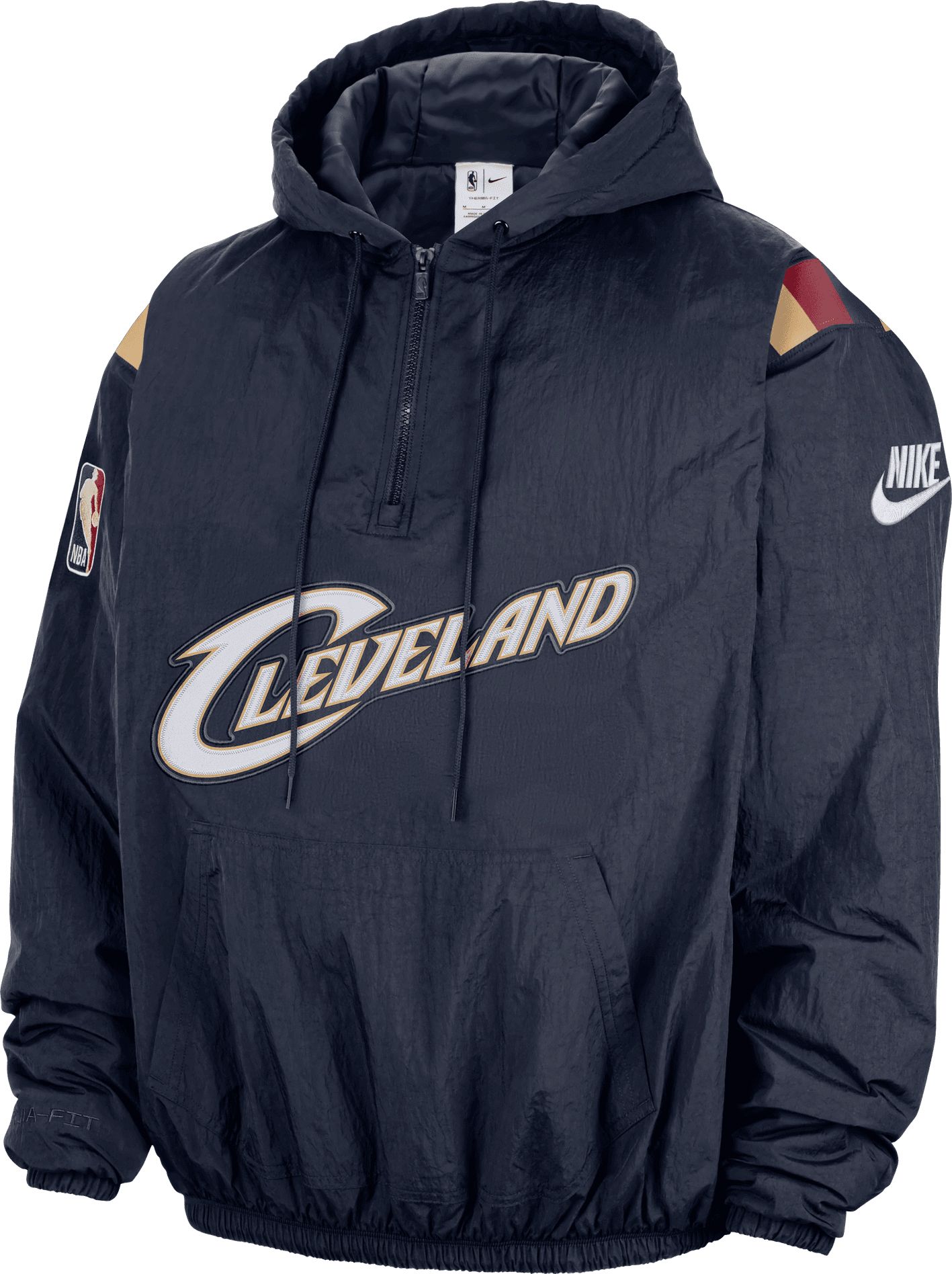 Nike Men's Cleveland Cavaliers Navy Hardwood Classics Wordmark Therma-FIT Woven Half-Zip Hoodie product image