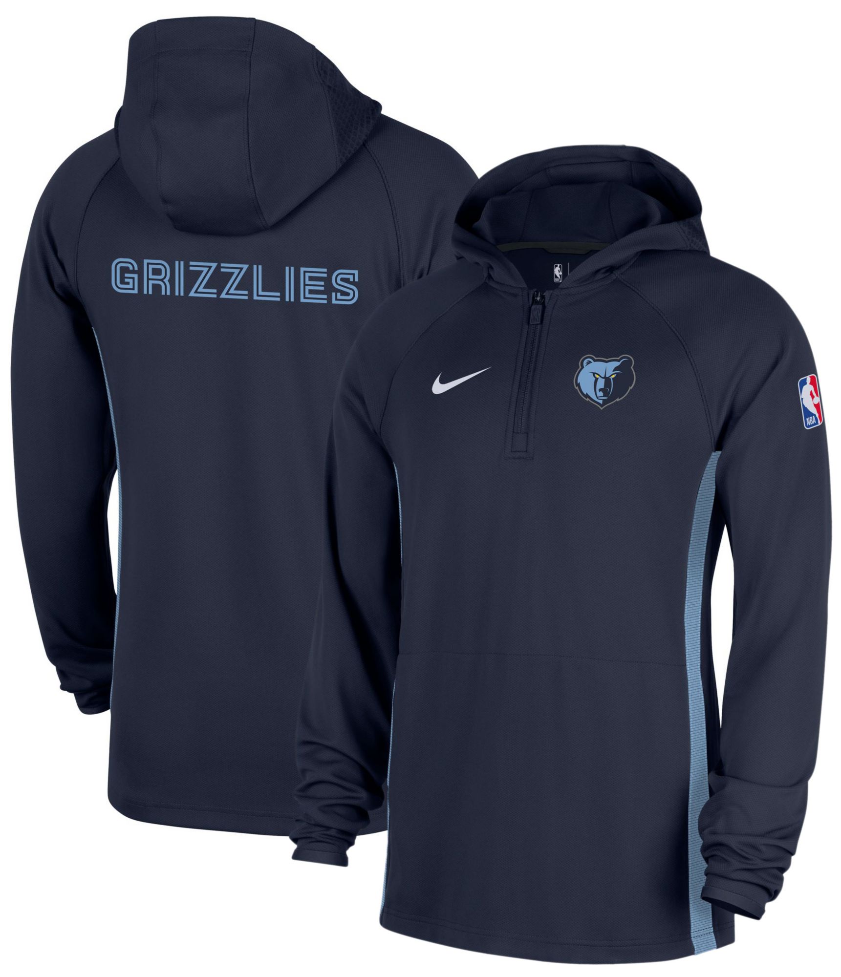 Nike Men's Memphis Grizzlies Navy On Court Zone Warmup Pullover Hoodie product image