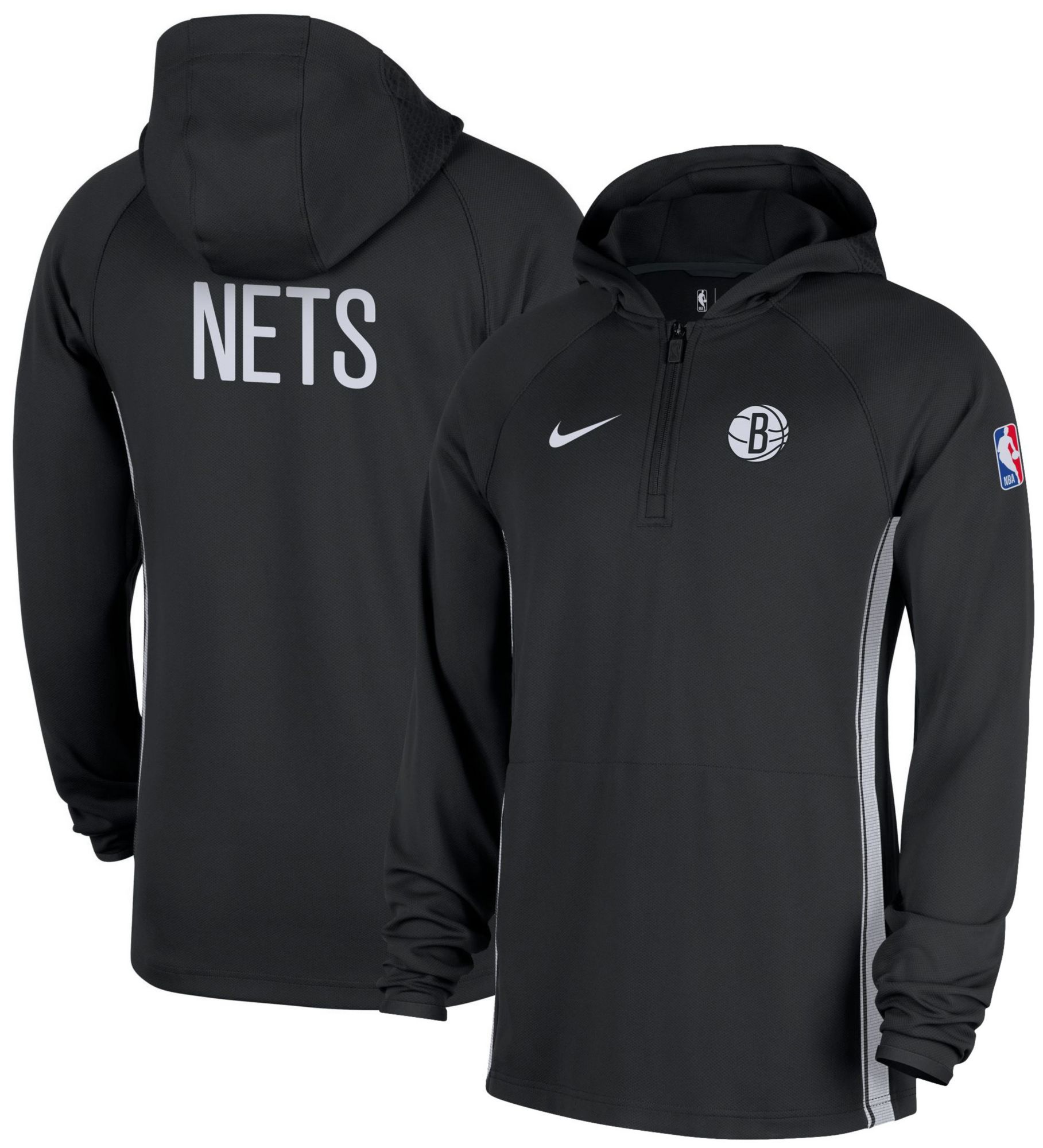 Nike Men's Brooklyn Nets Black On Court Zone Warmup Quarter-Zip Hoodie product image