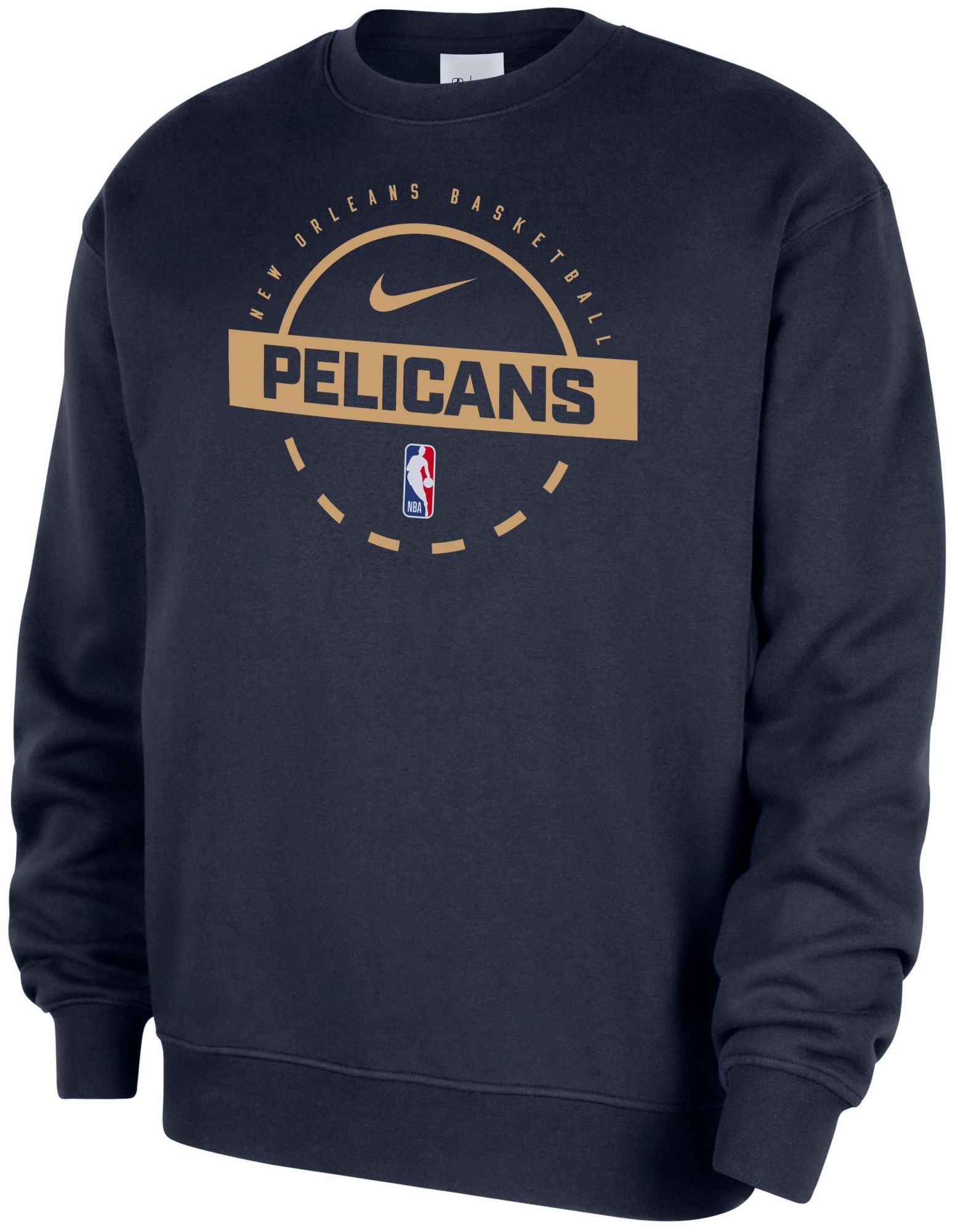 Nike Men's New Orleans Pelicans Navy On Court Practice Club Crewneck Sweatshirt product image