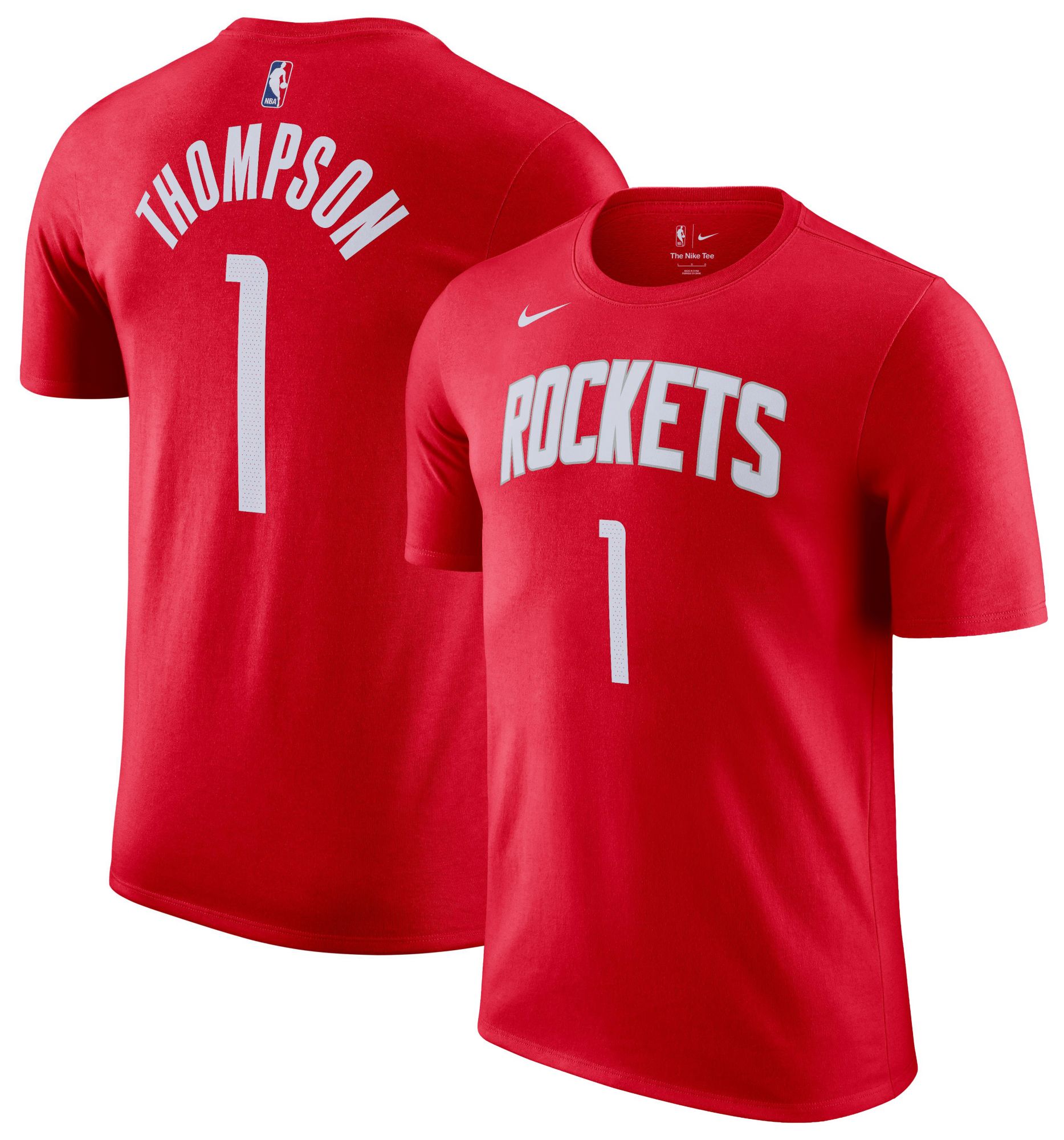 Nike Men's Houston Rockets Amen Thompson #1 Red Icon T-Shirt product image