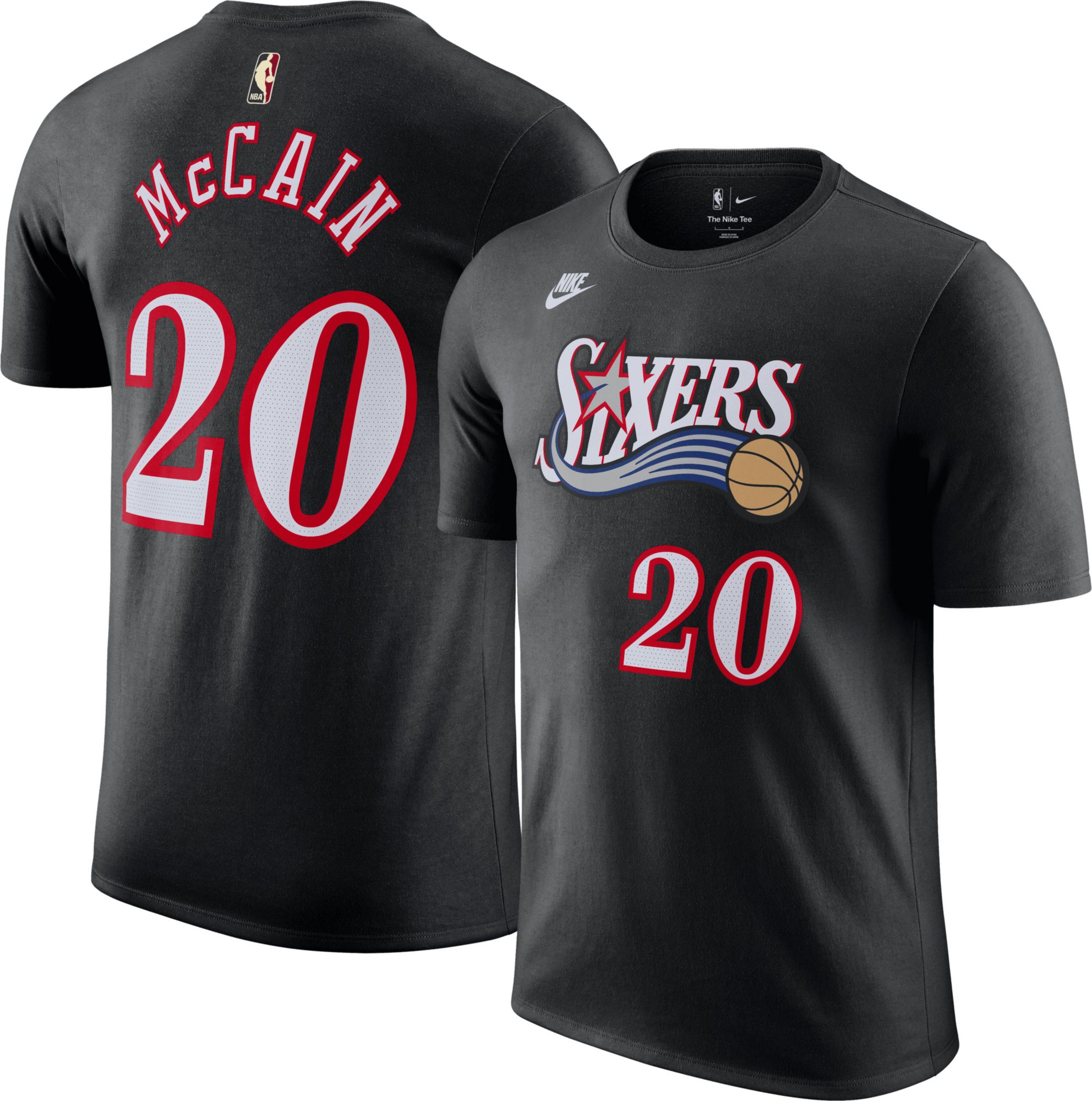 Nike Adult Philadelphia 76ers Jared McCain #20 Black Hardwood Classics T-Shirt product image