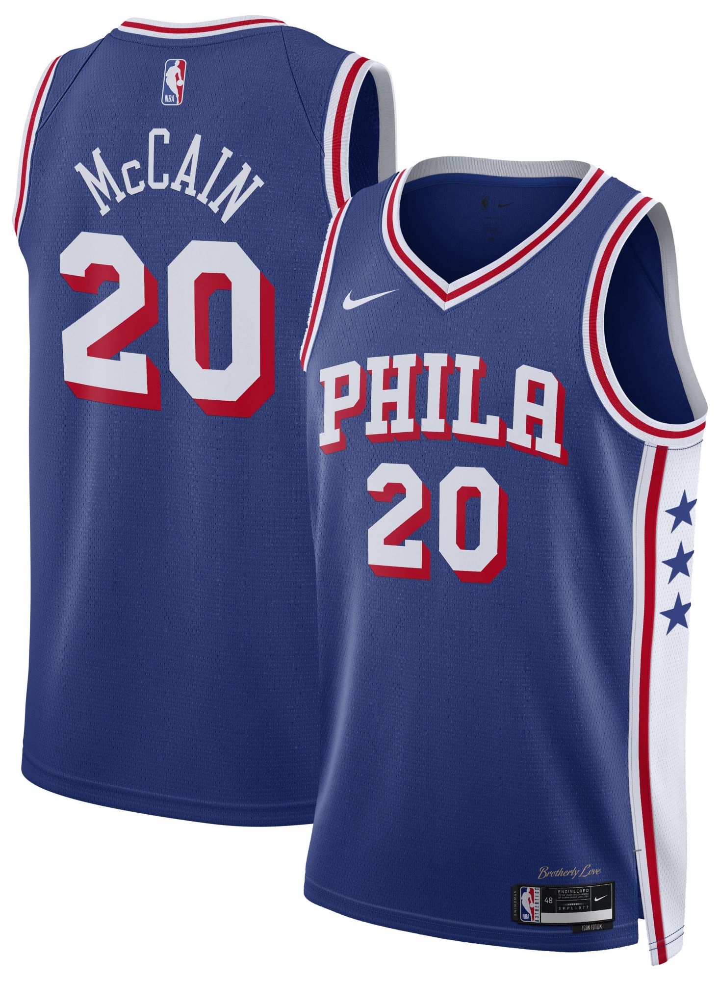 Nike Men's Philadelphia 76ers Jared McCain #20 Blue Replica Icon Jersey product image