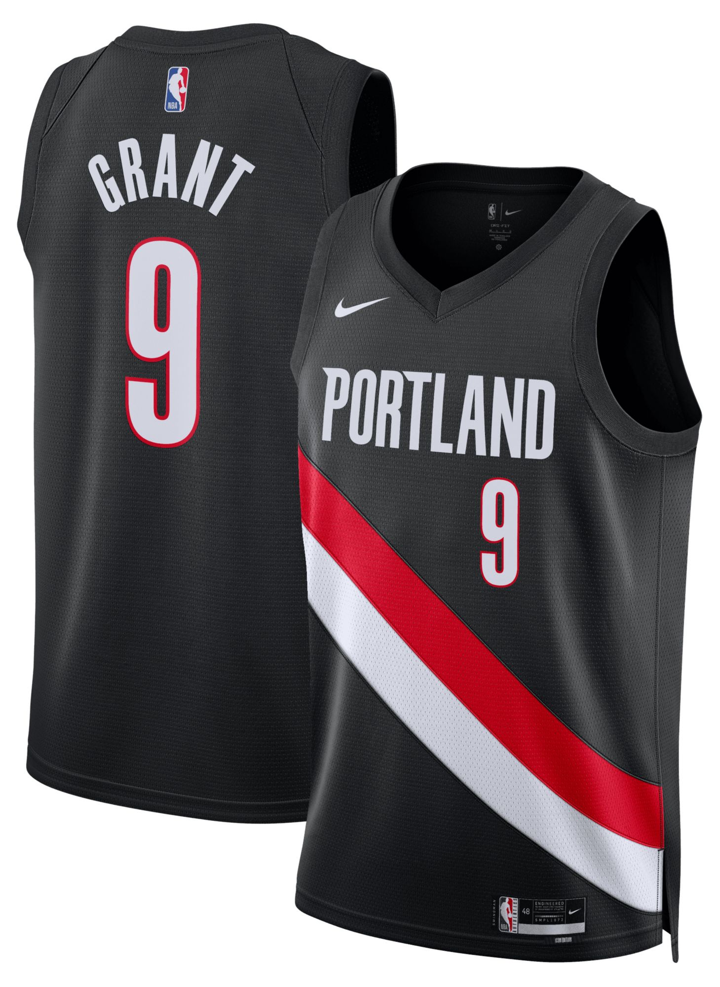 Nike Adult Portland Trail Blazers Jerami Grant #9 Black Swingman Icon Jersey product image