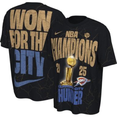 sorry, Nike Adult 2025 NBA Champions Oklahoma City Thunder Locker Room Limited Edition Confetti T-Shirt is currently out of stock