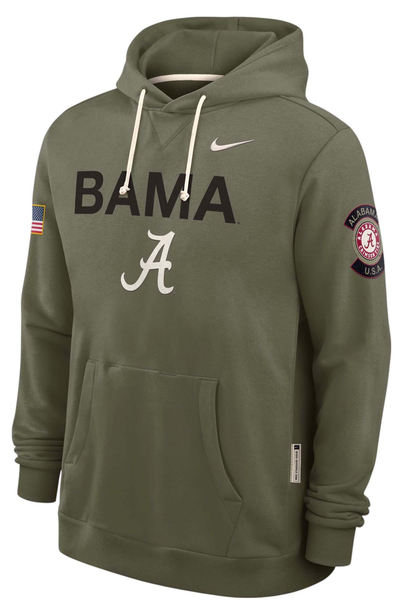 Nike Men's Alabama Crimson Tide Medium Olive 2025 Military Appreciation Pullover Hoodie product image