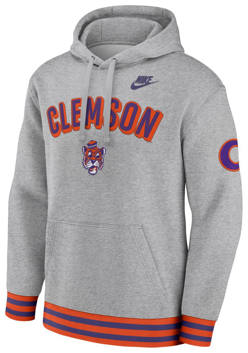 Nike Men's Clemson Tigers Dark Grey Heather Legacy Retro Hoodie product image