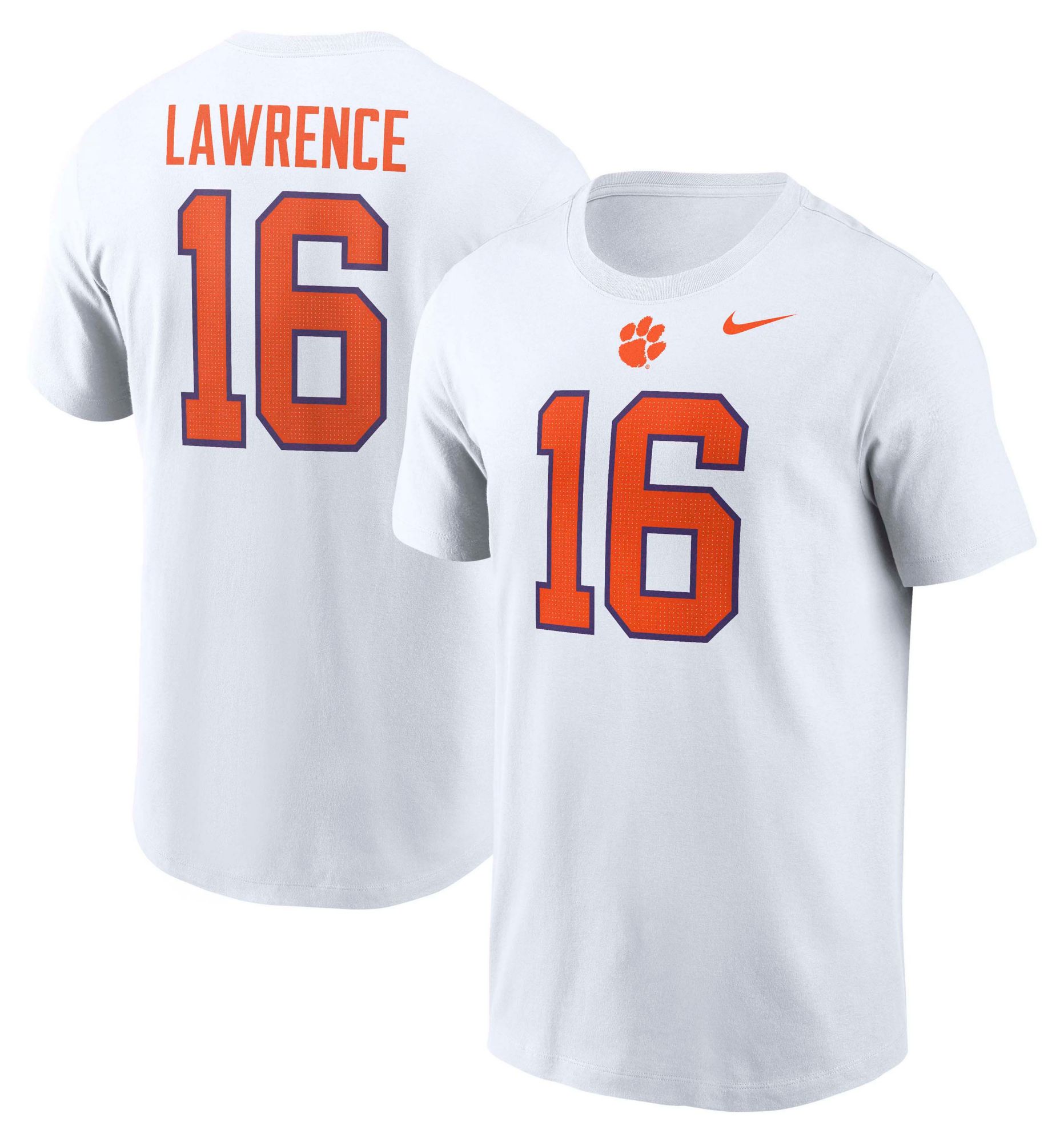 Nike Men's Clemson Tigers Trevor Lawrence #16 White T-Shirt] product image
