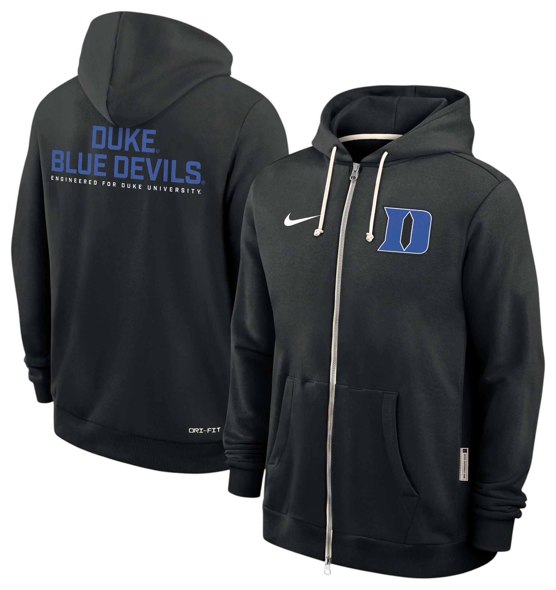 Nike Men's Duke Blue Devils Black Dri-FIT Sideline Full-Zip Hoodie product image
