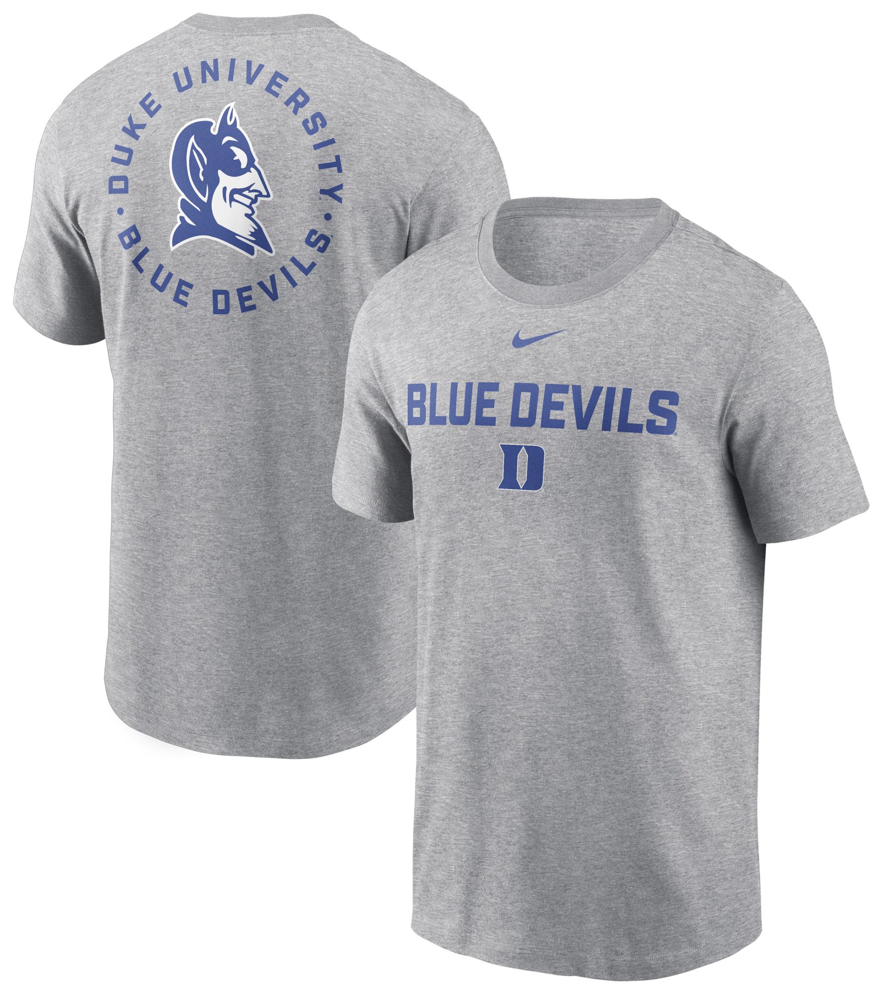Nike Men's Duke Blue Devils Dark Grey Heather Cotton 2 Sided T-Shirt product image