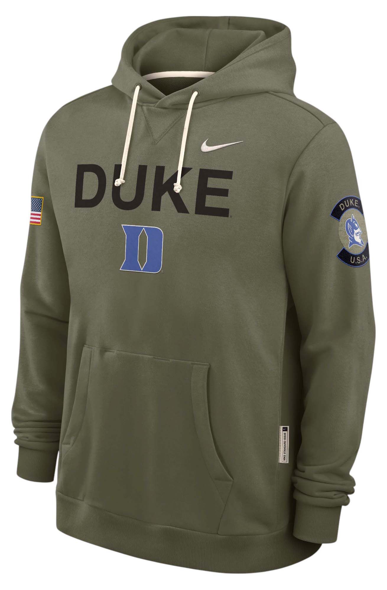 Nike Men's Duke Blue Devils Medium Olive 2025 Military Appreciation Pullover Hoodie product image