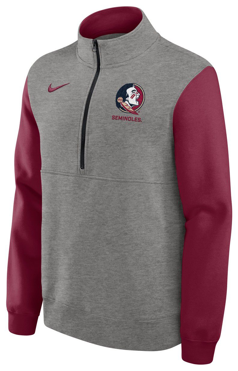 Nike Men's Florida State Seminoles Dark Grey Heather Club Fleece Half-Zip product image