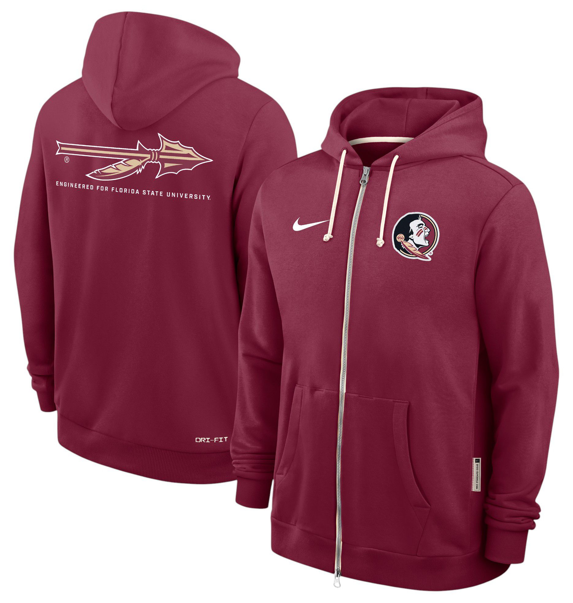Nike Men's Florida State Seminoles Team Maroon Dri-FIT Sideline Full-Zip Hoodie product image