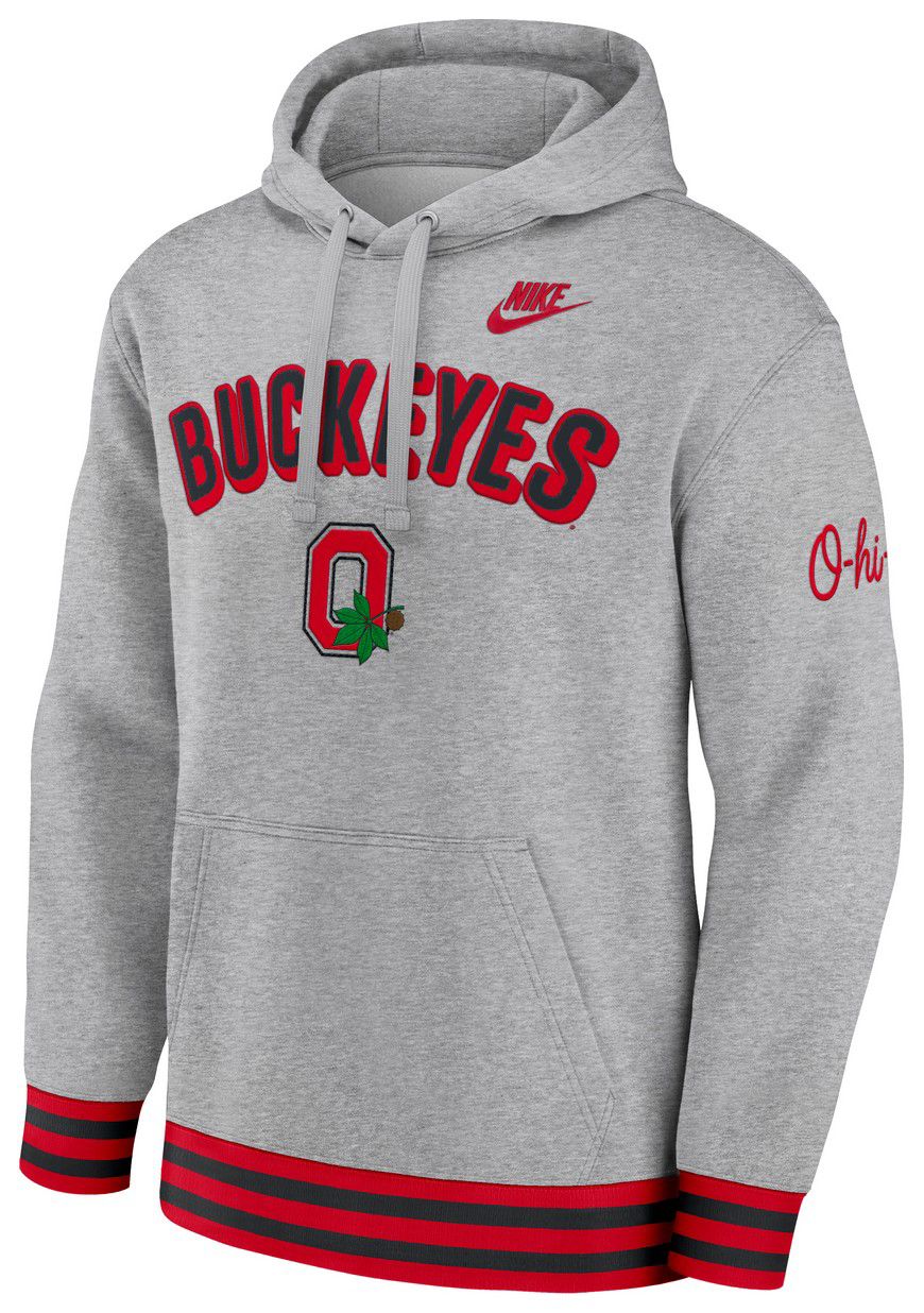 Nike Men's Ohio State Buckeyes Dark Grey Heather Legacy Retro Hoodie product image