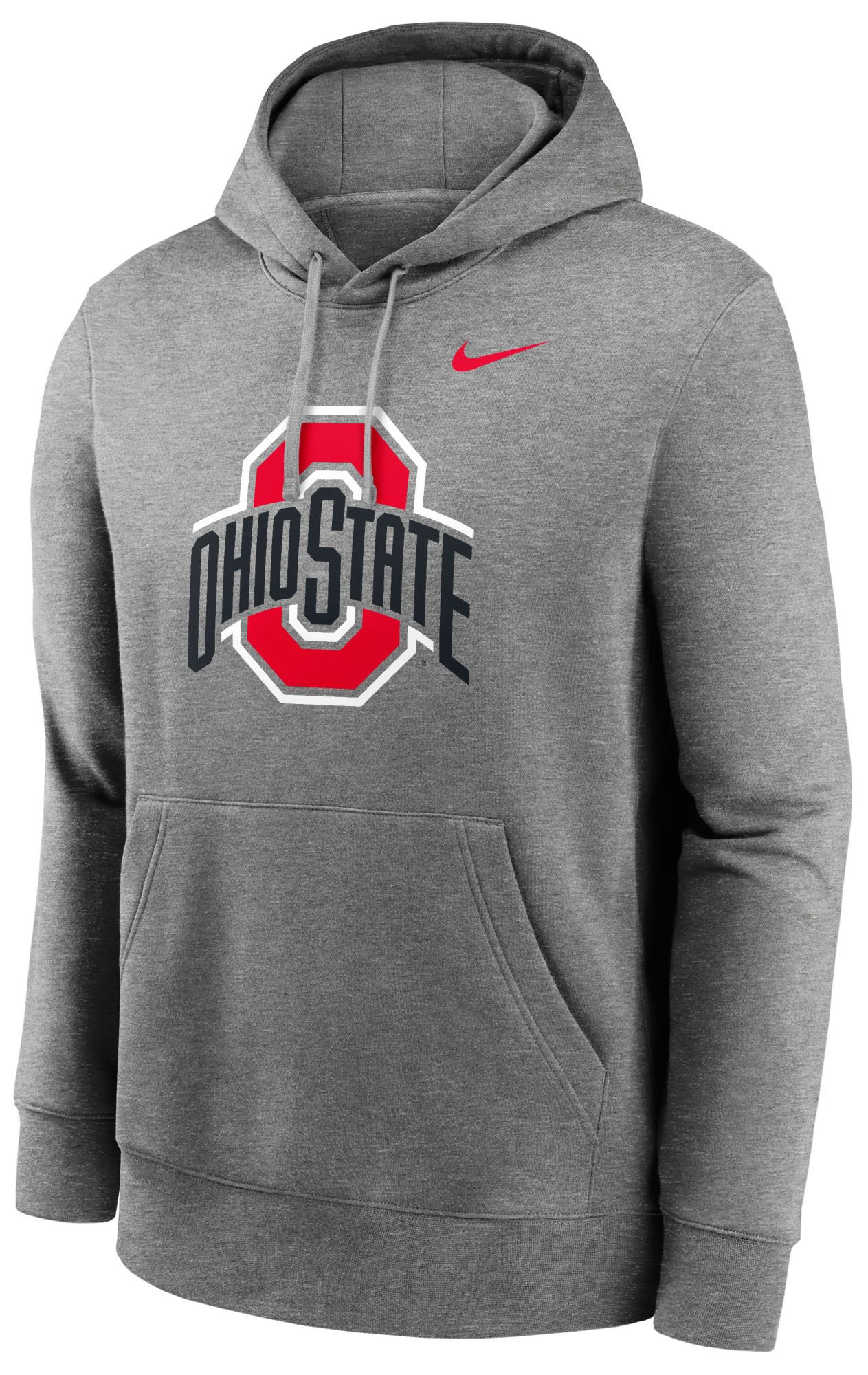 Nike Men's Ohio State Buckeyes Grey Club Fleece Primary Logo Pullover Hoodie product image