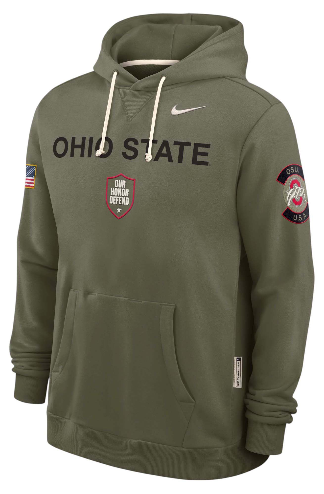 Nike Men's Ohio State Buckeyes Medium Olive 2025 Military Appreciation Pullover Hoodie product image