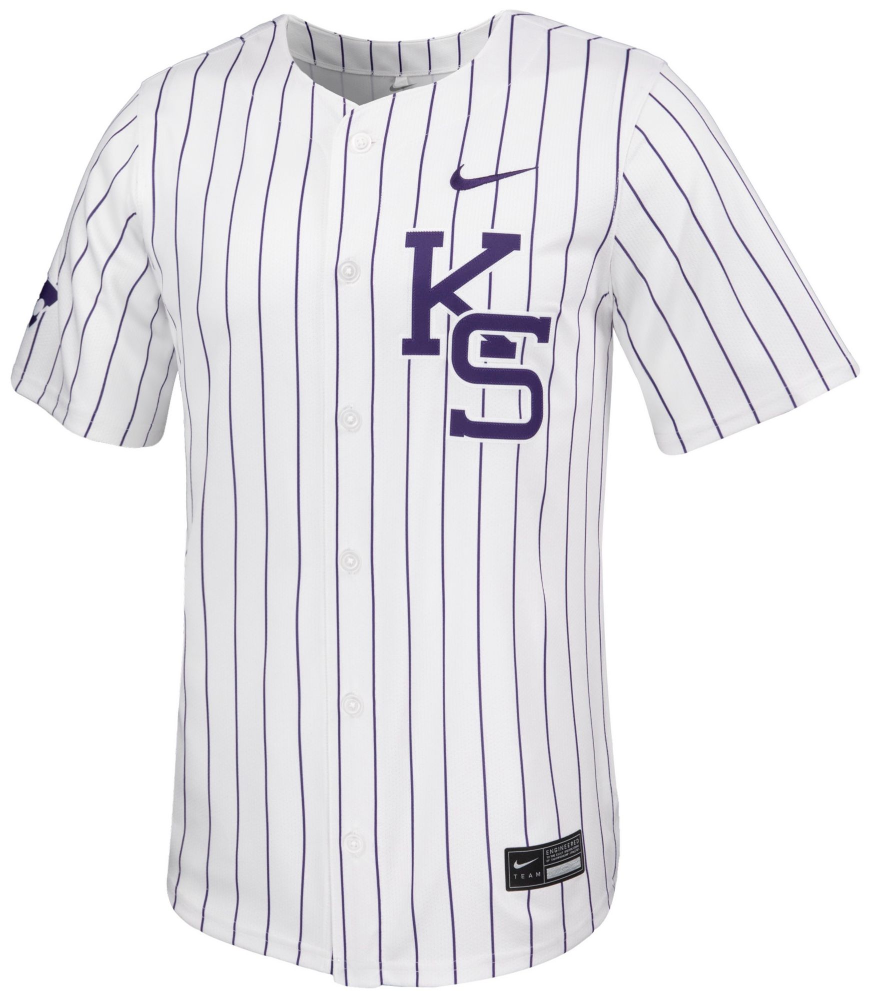 Nike Men's Kansas State Wildcats White Pinstripe Baseball Jersey product image