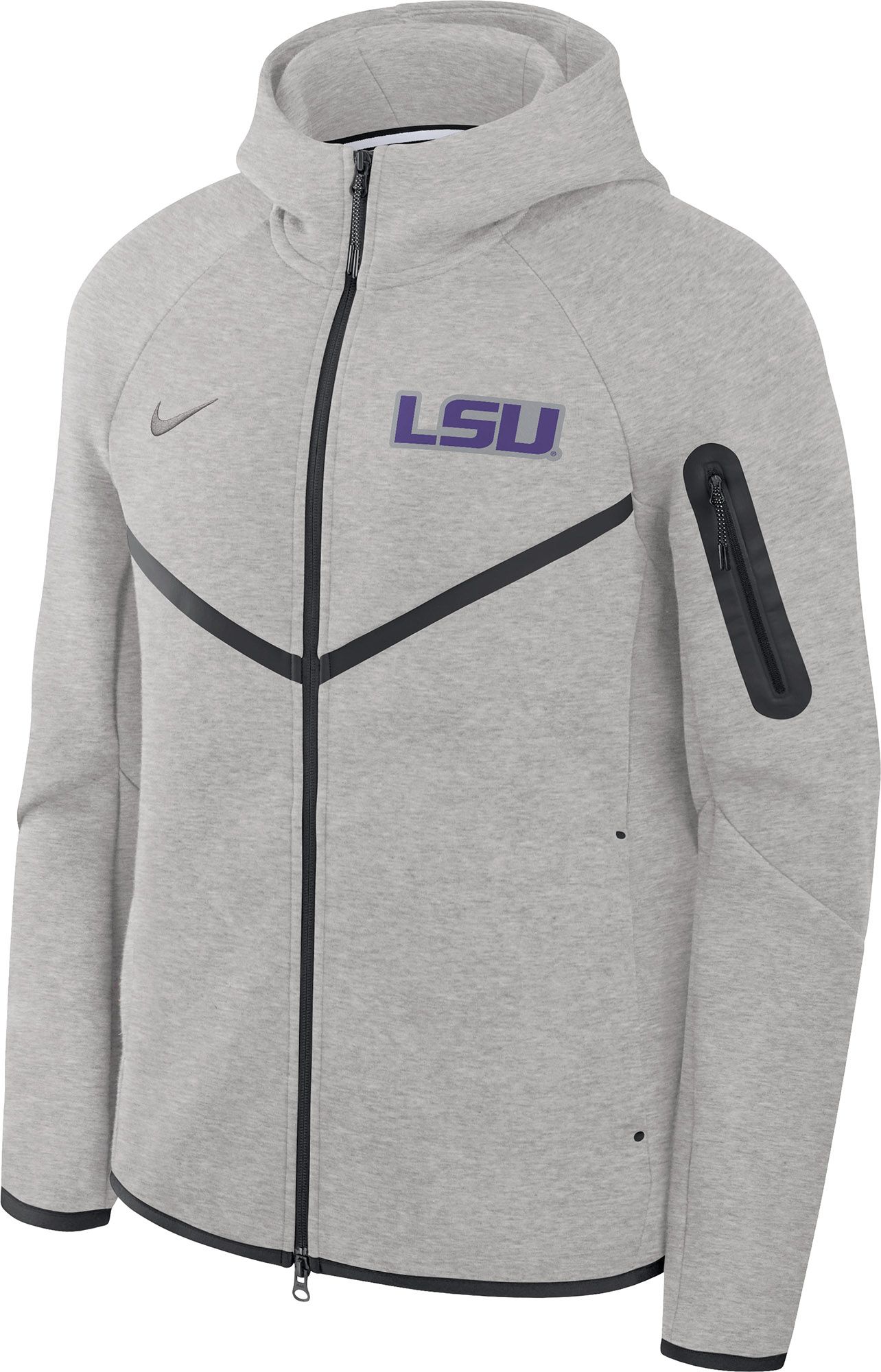 Nike Men's LSU Tigers Dark Grey Heather Tech Fleece Full-Zip Hoodie product image