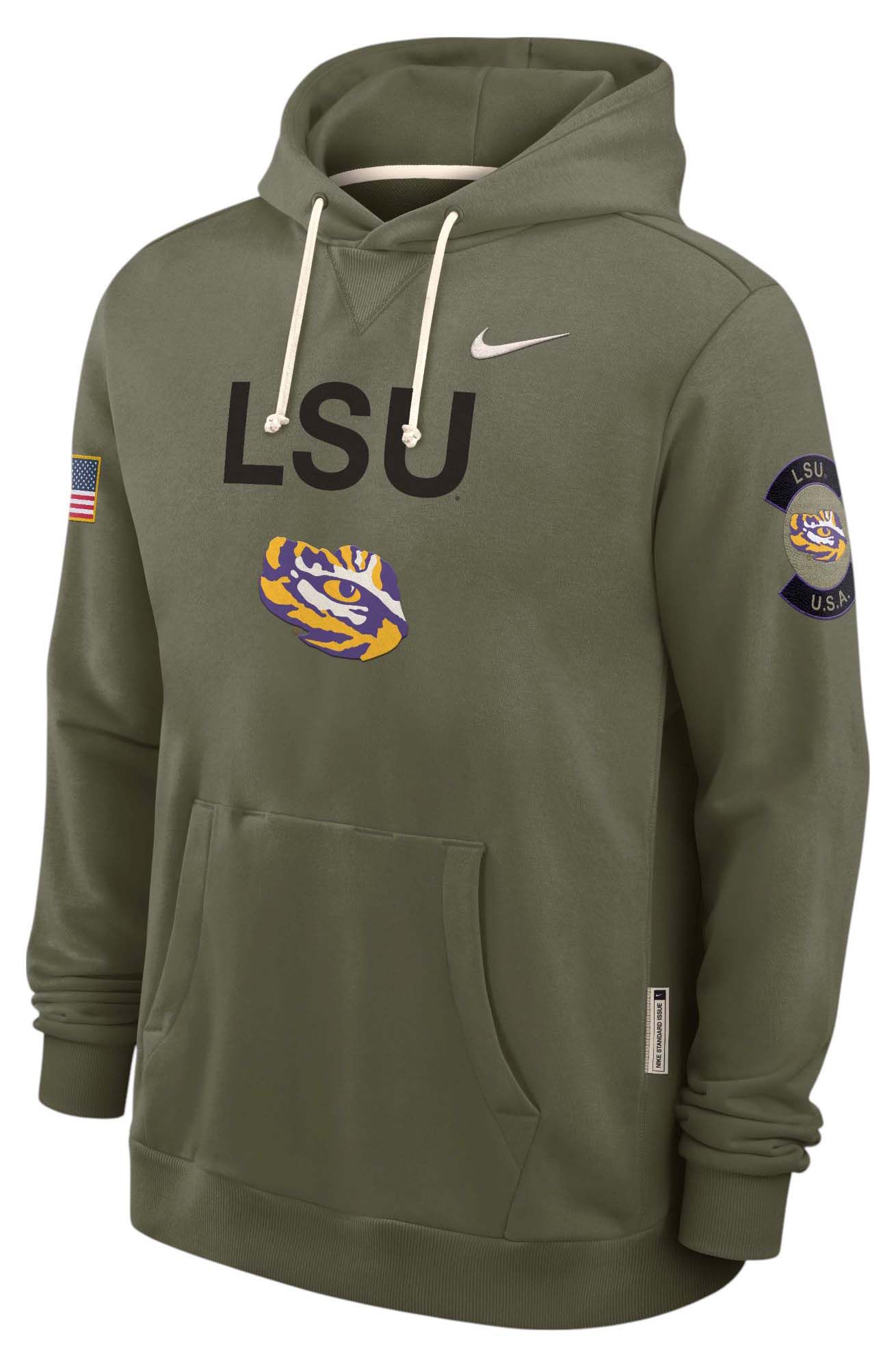 Nike Men's LSU Tigers Medium Olive 2025 Military Appreciation Pullover Hoodie product image