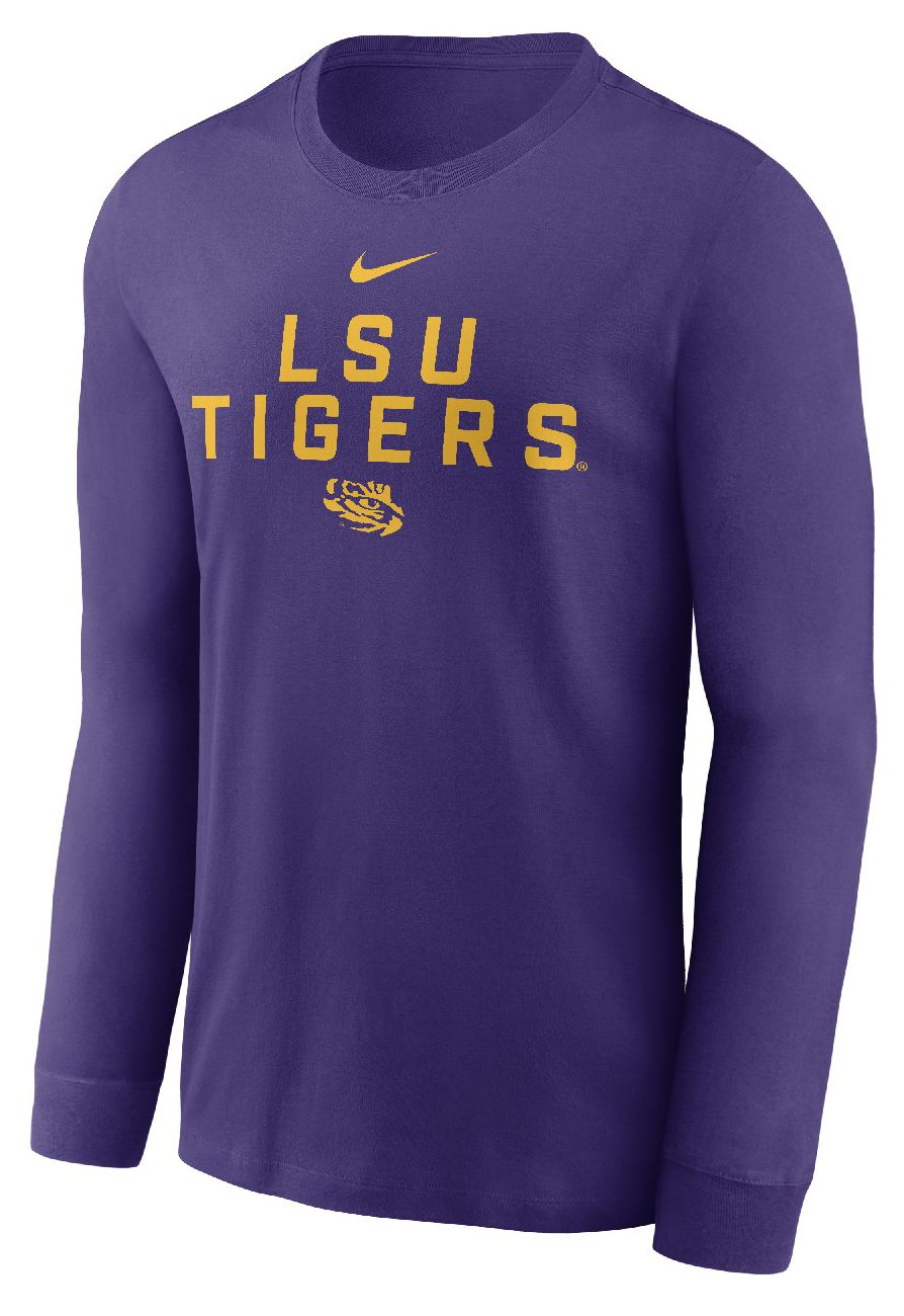 Nike Men's LSU Tigers Team Issued Dri-FIT Purple Long Sleeve T-Shirt product image