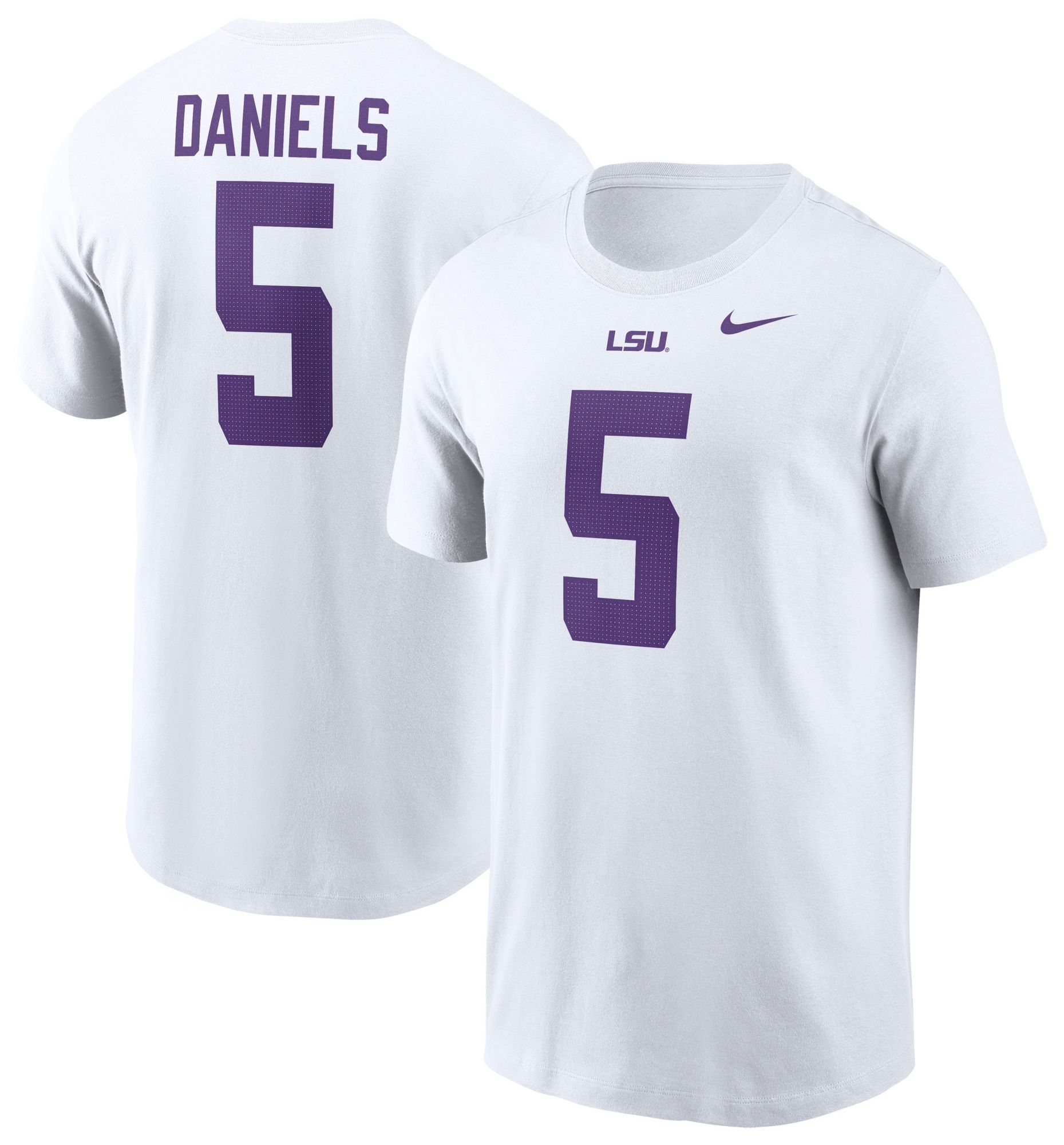 Nike Men's LSU Tigers Jayden Daniels #5 White T-Shirt product image