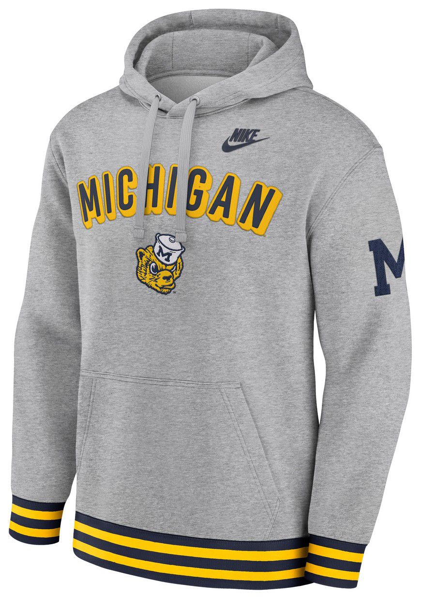 Nike Men's Michigan Wolverines Dark Grey Heather Legacy Retro Hoodie product image