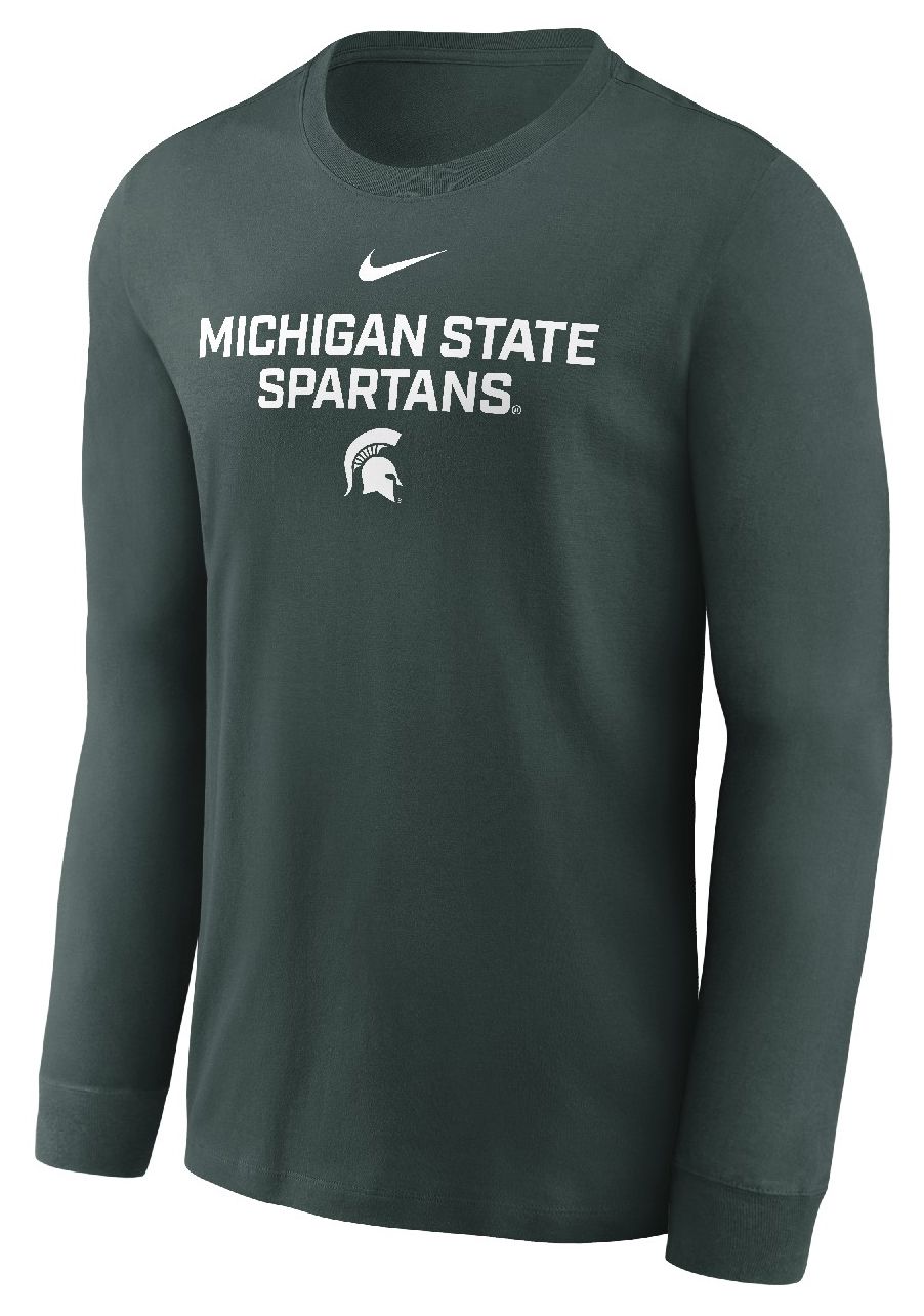 Nike Men's Michigan State Spartans Team Issued Dri-FIT Green Long Sleeve T-Shirt product image